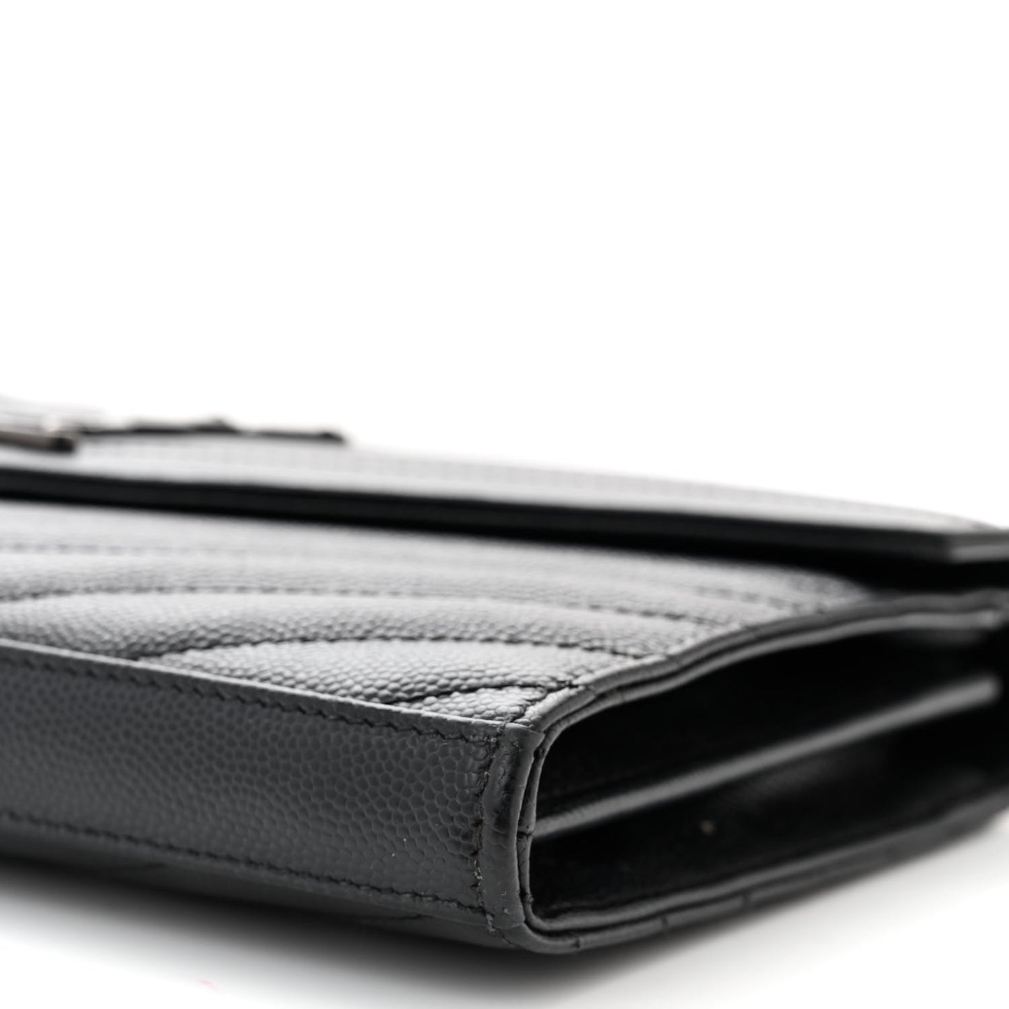 Grain De Poudre Matelasse Chevron Monogram Monochrome Chain Wallet Black