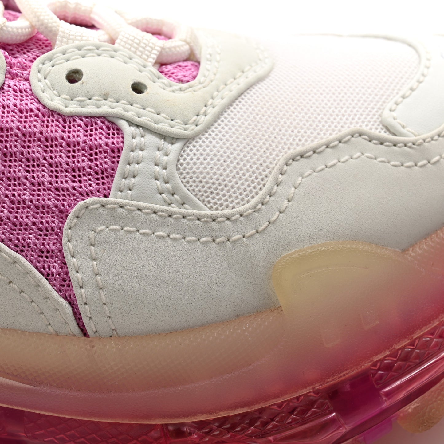Fabric Mesh Clear Sole Womens Triple S Sneakers 38 White Pink