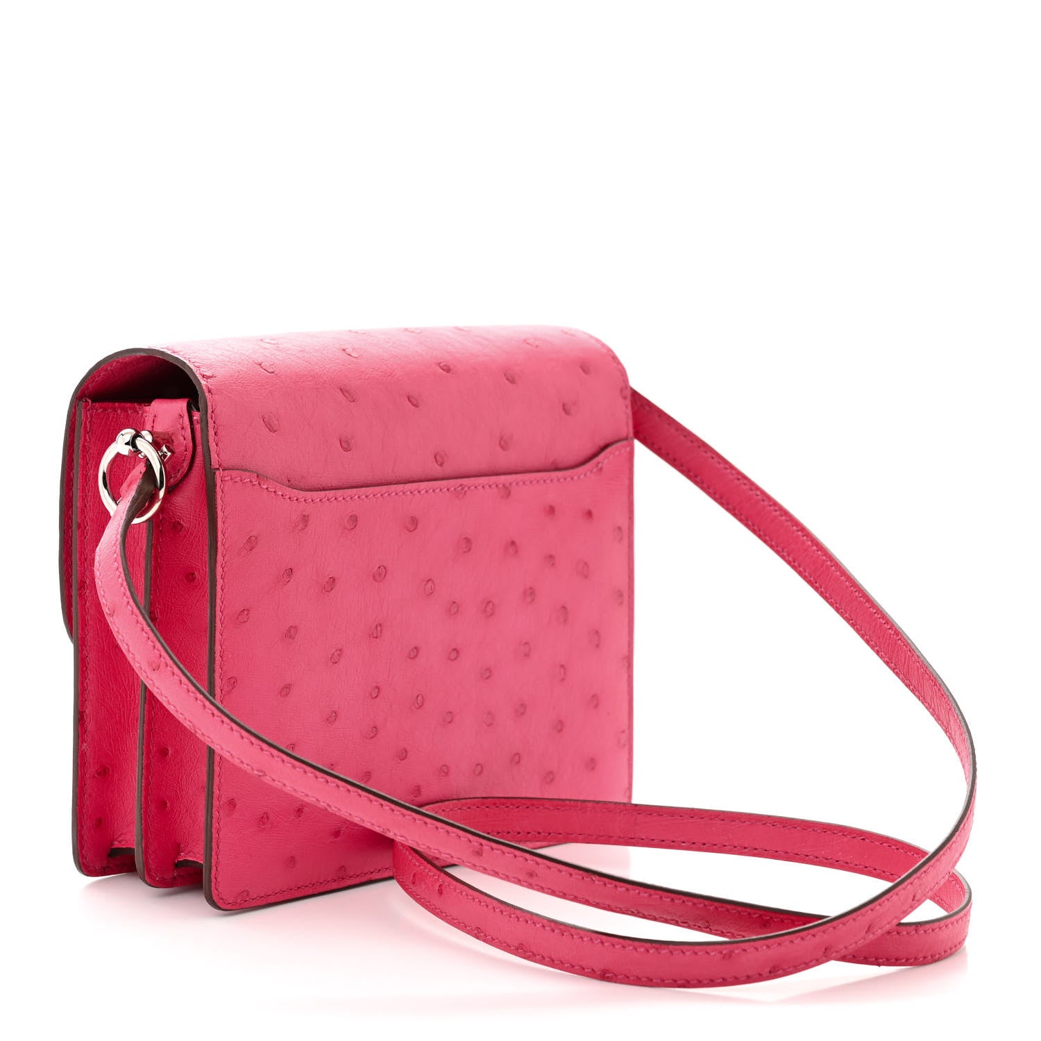 Hermes Ostrich Mini Sac Roulis Rose Tyrien 3 of 11