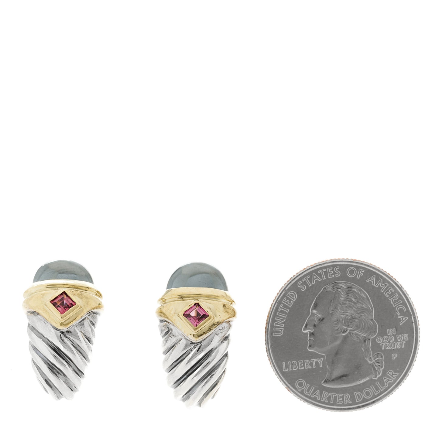 Sterling Silver 14K Yellow Gold Hematine Rhodolite Shrimp Earrings