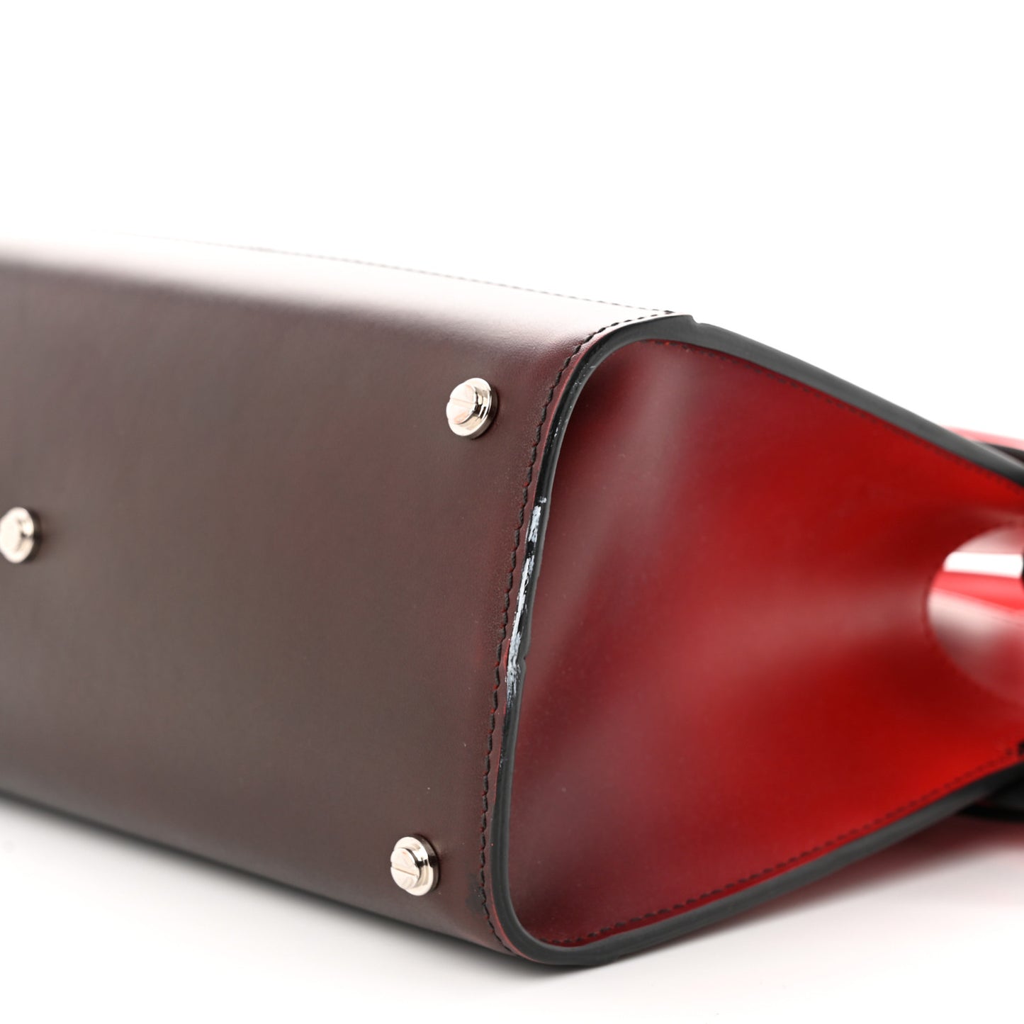 Smooth Calfskin Small Degrade Horizon Satchel Red Black