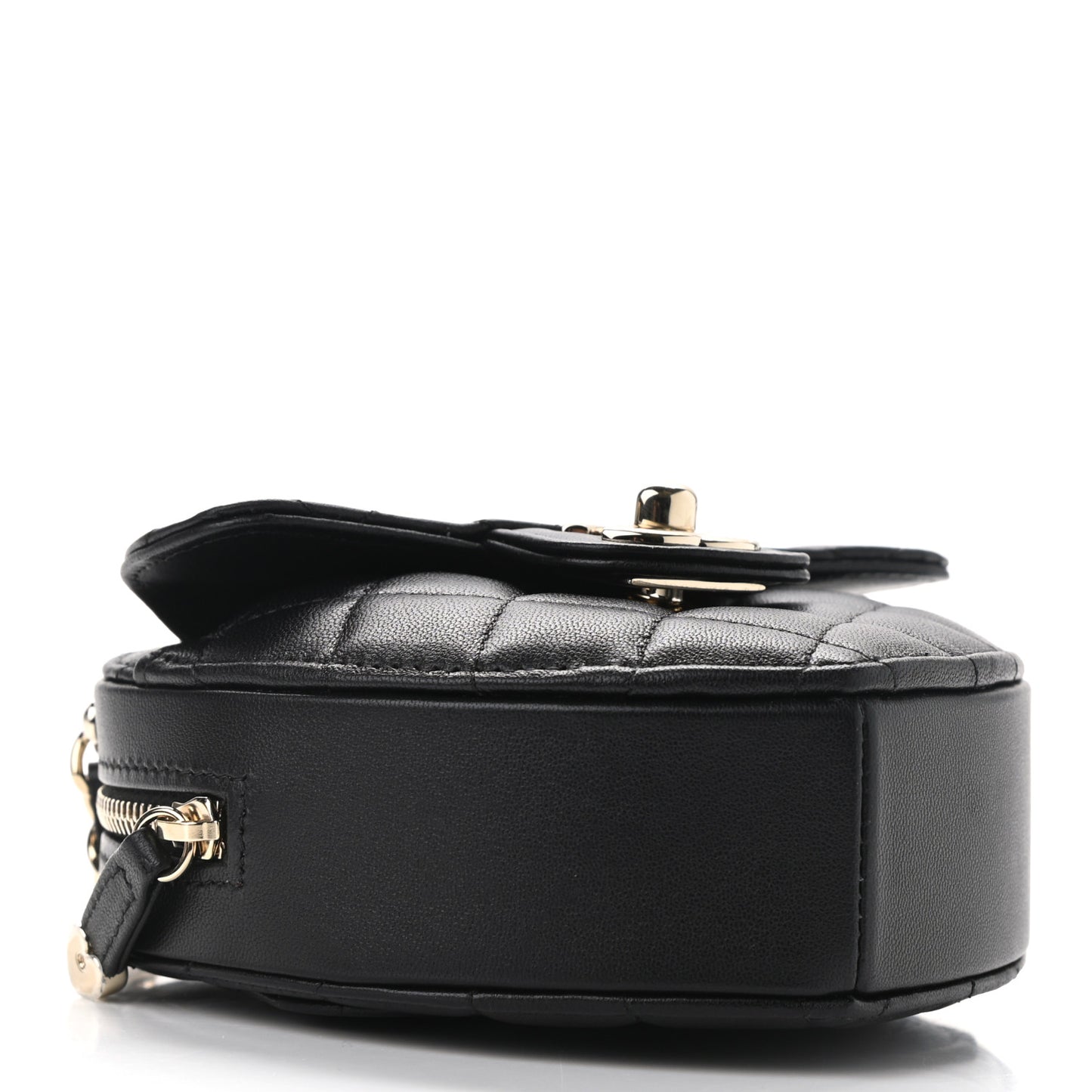 Lambskin Quilted CC In Love Heart Clutch With Chain Black