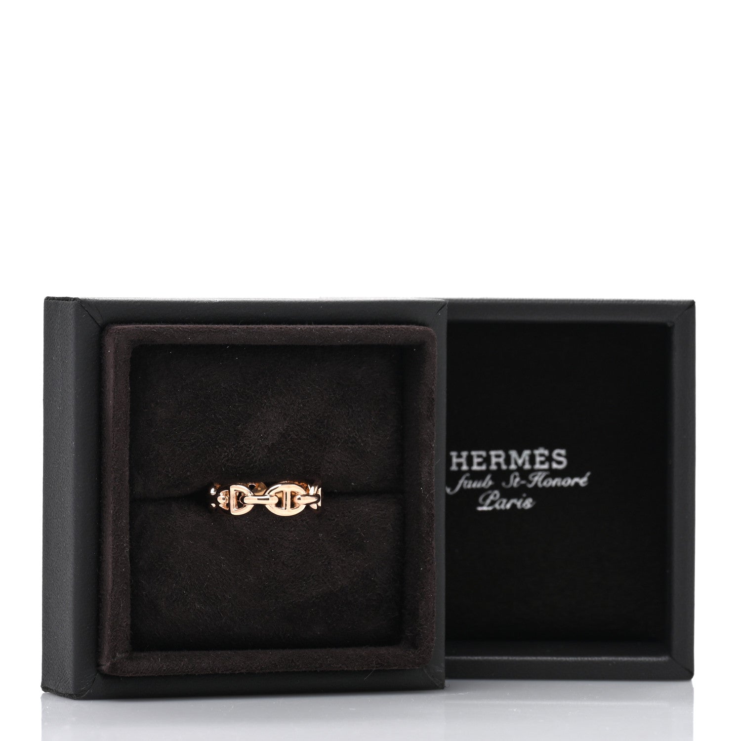 Hermes 18K Rose Gold PM Chaine d'Ancre Enchainee Ring 53 6.5 5 of 5