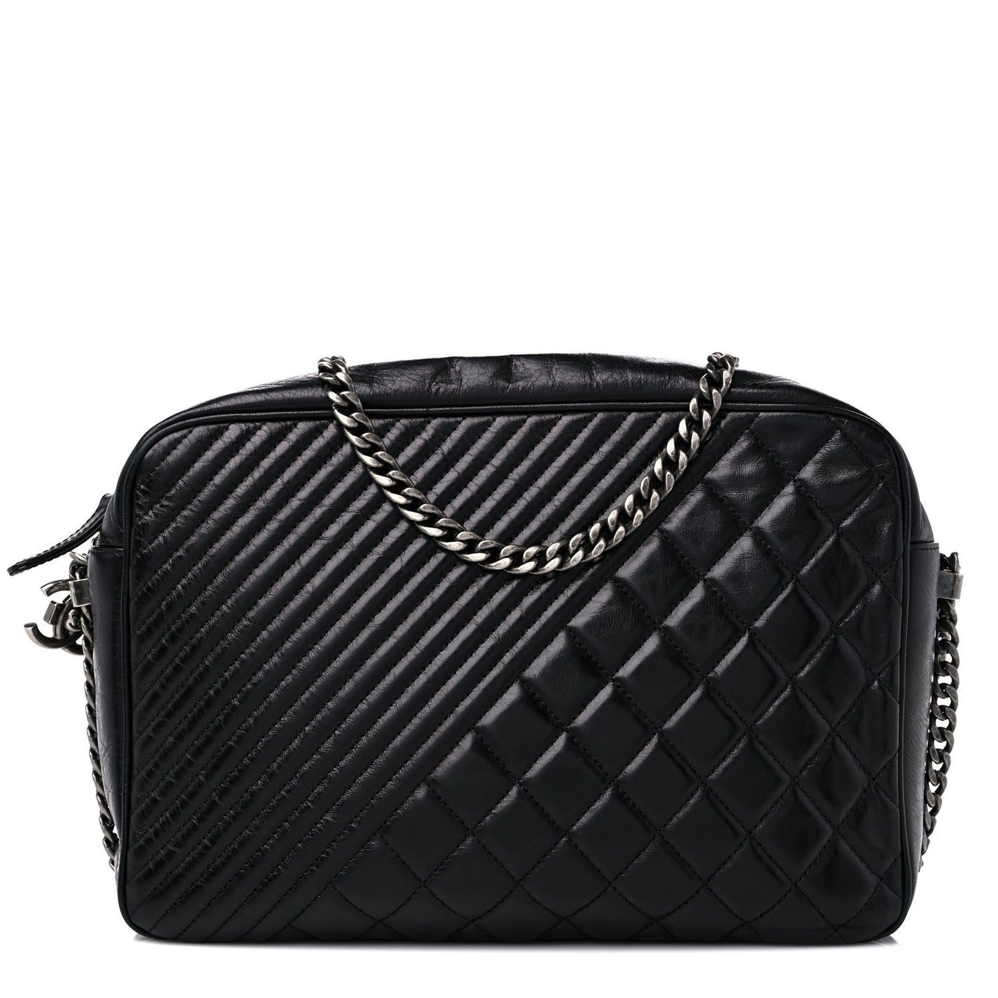 Glazed Calfskin Coco Boy Camera Case Black