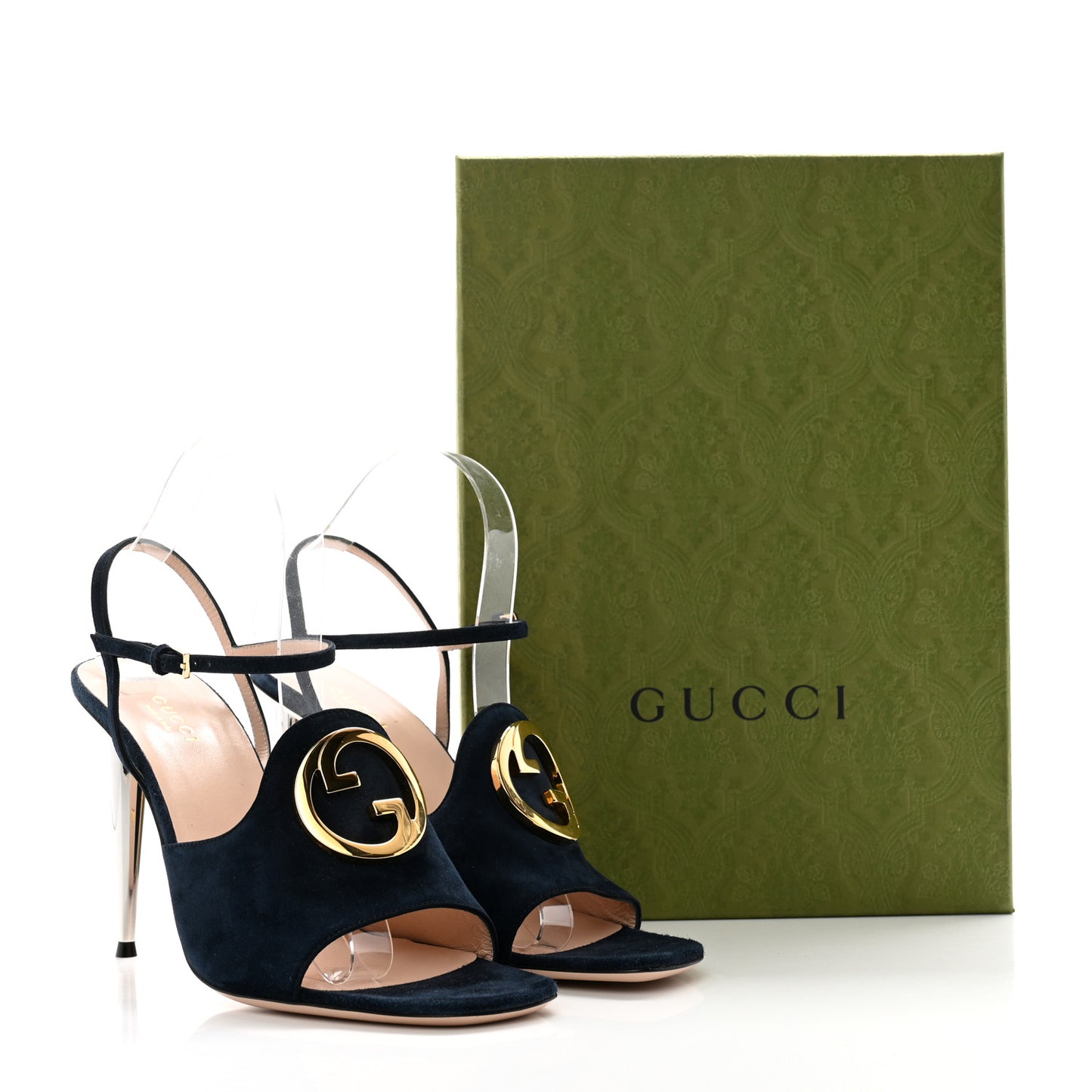 Suede Blondie 100mm Slingback Sandals 39 Navy
