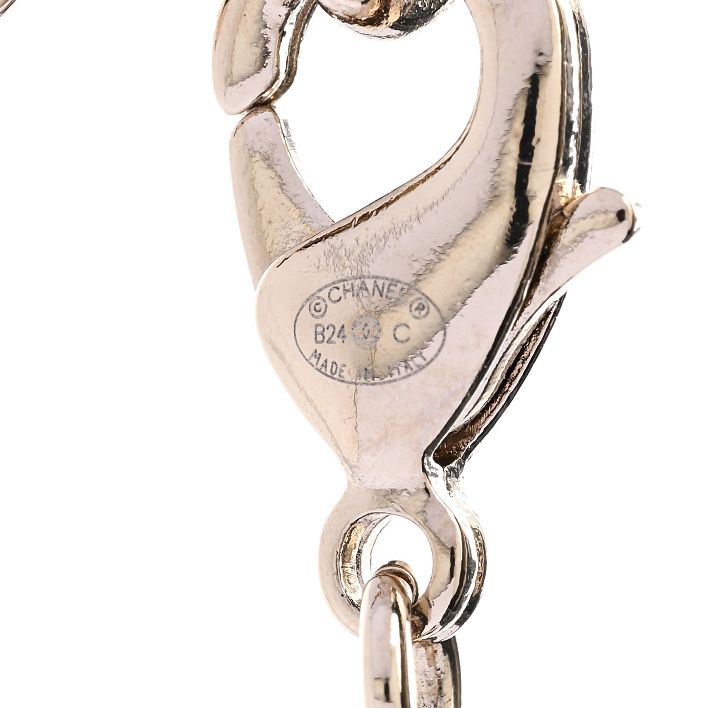 Pearl Crystal CC Long Chain Necklace Gold
