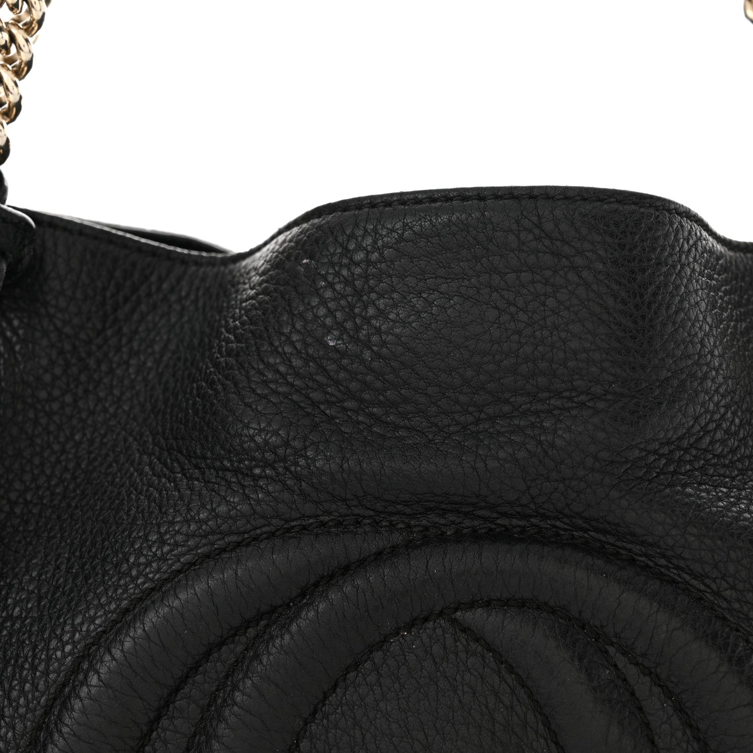 Gucci Pebbled Calfskin Medium Soho Chain Shoulder Bag Black 17 of 22