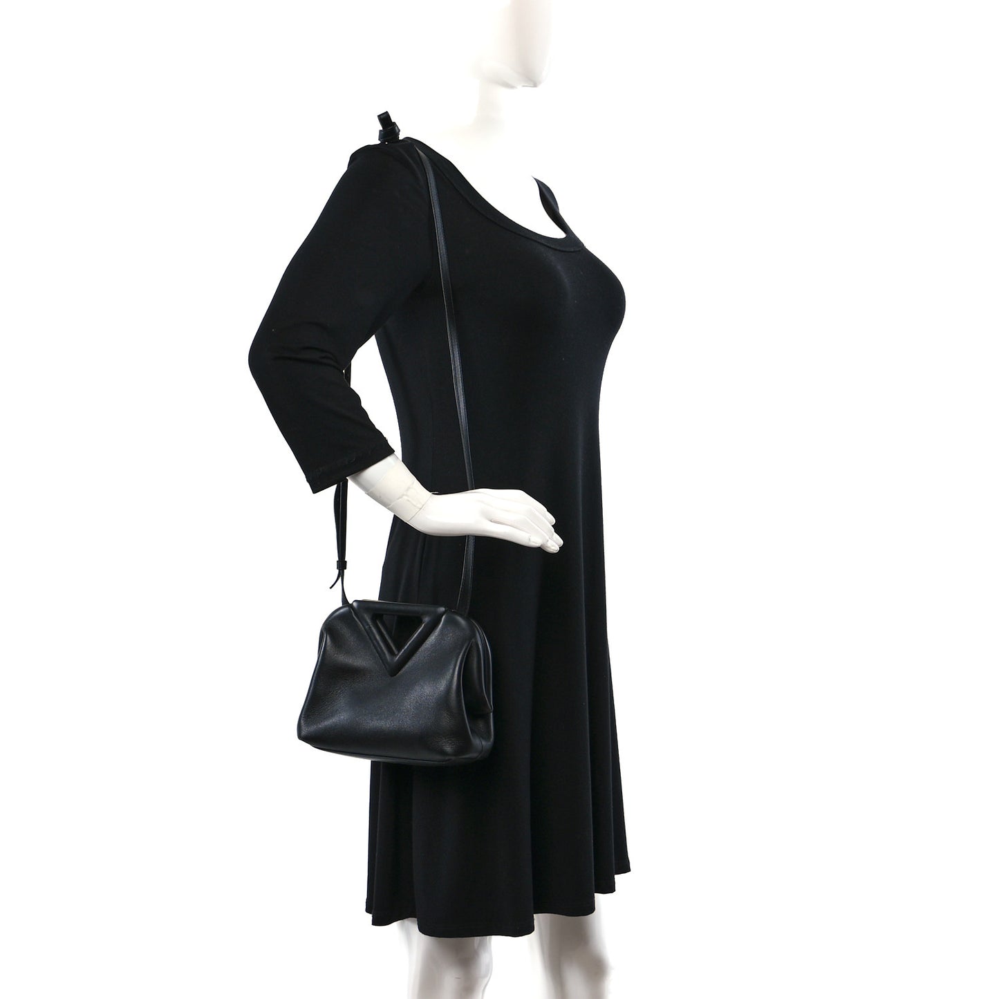 Calfskin Small The Point Triangle Bag Black