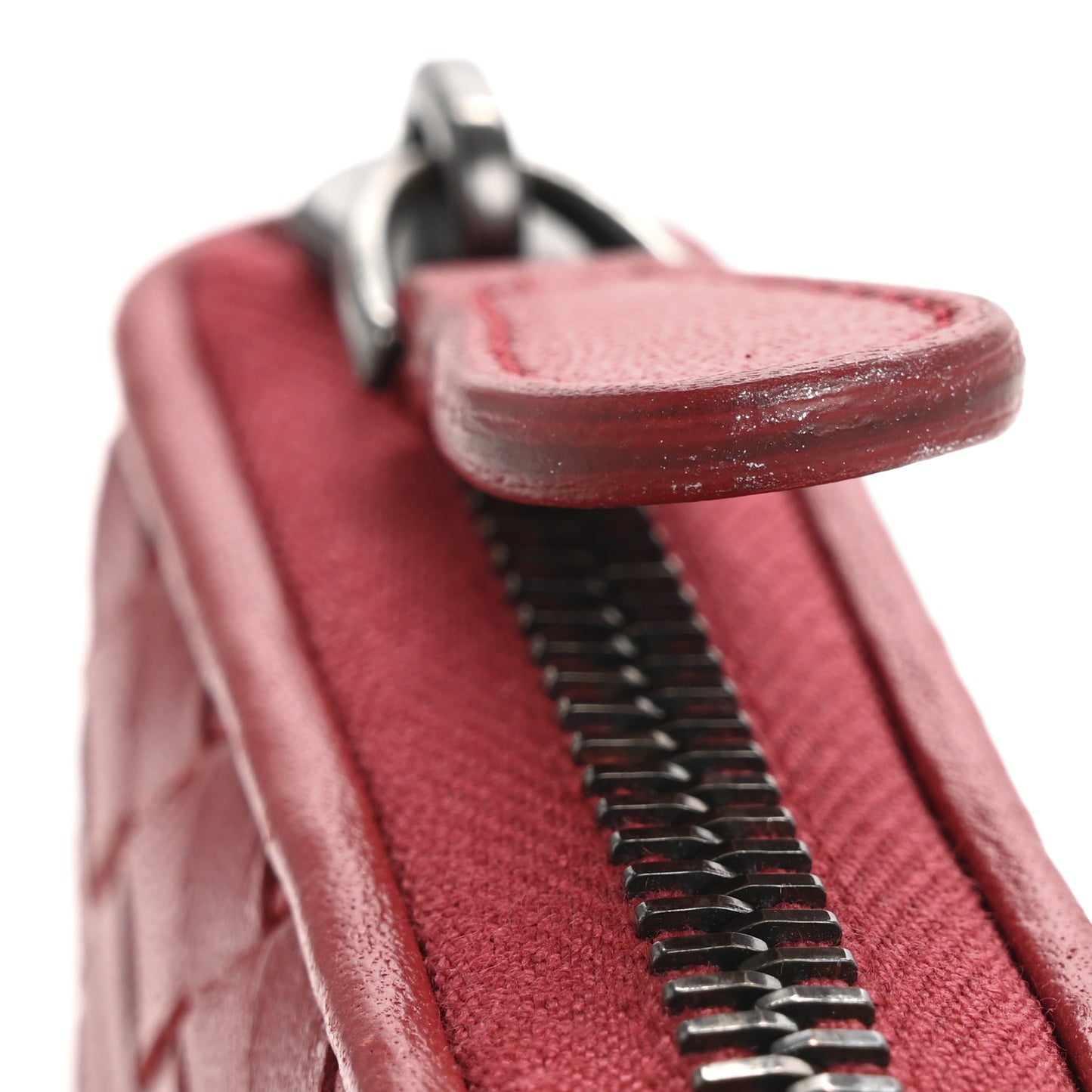 Nappa Intrecciato Zip Around Coin Purse Red