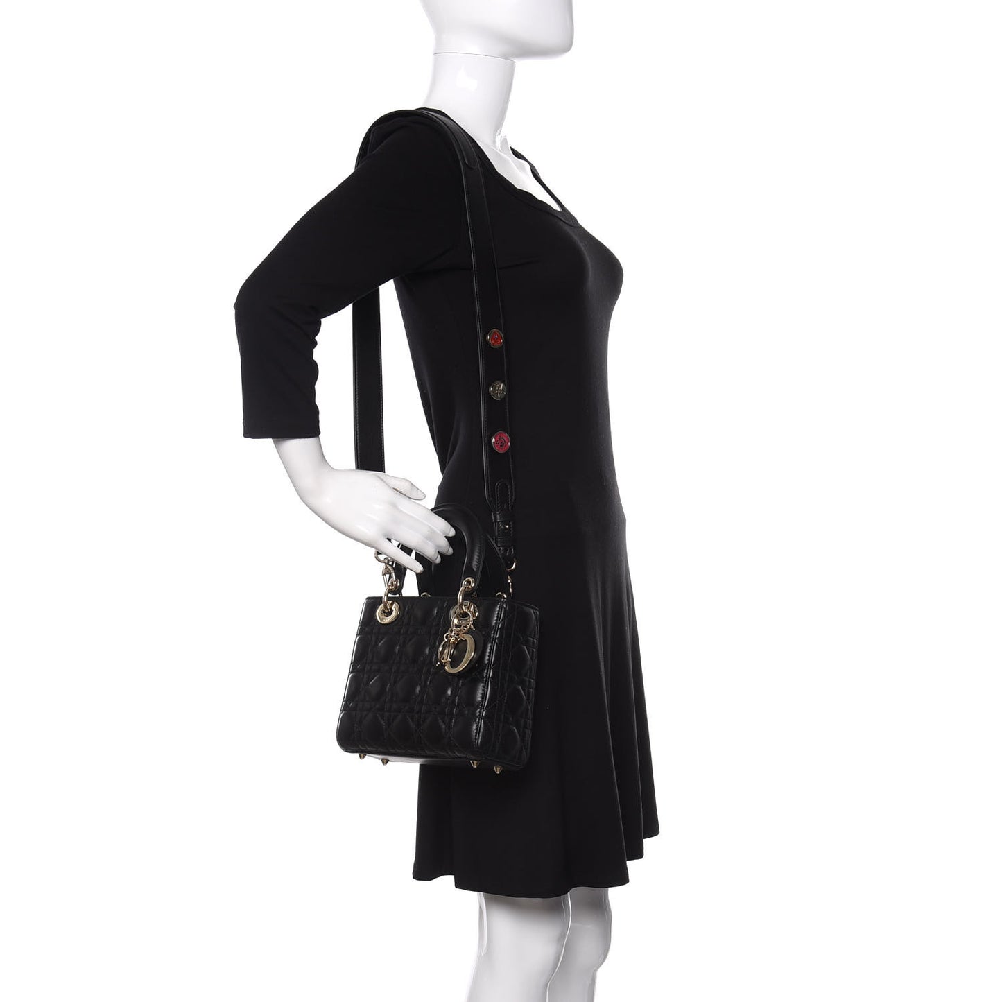 Lambskin Cannage Small Lucky Badges My Lady Dior Black