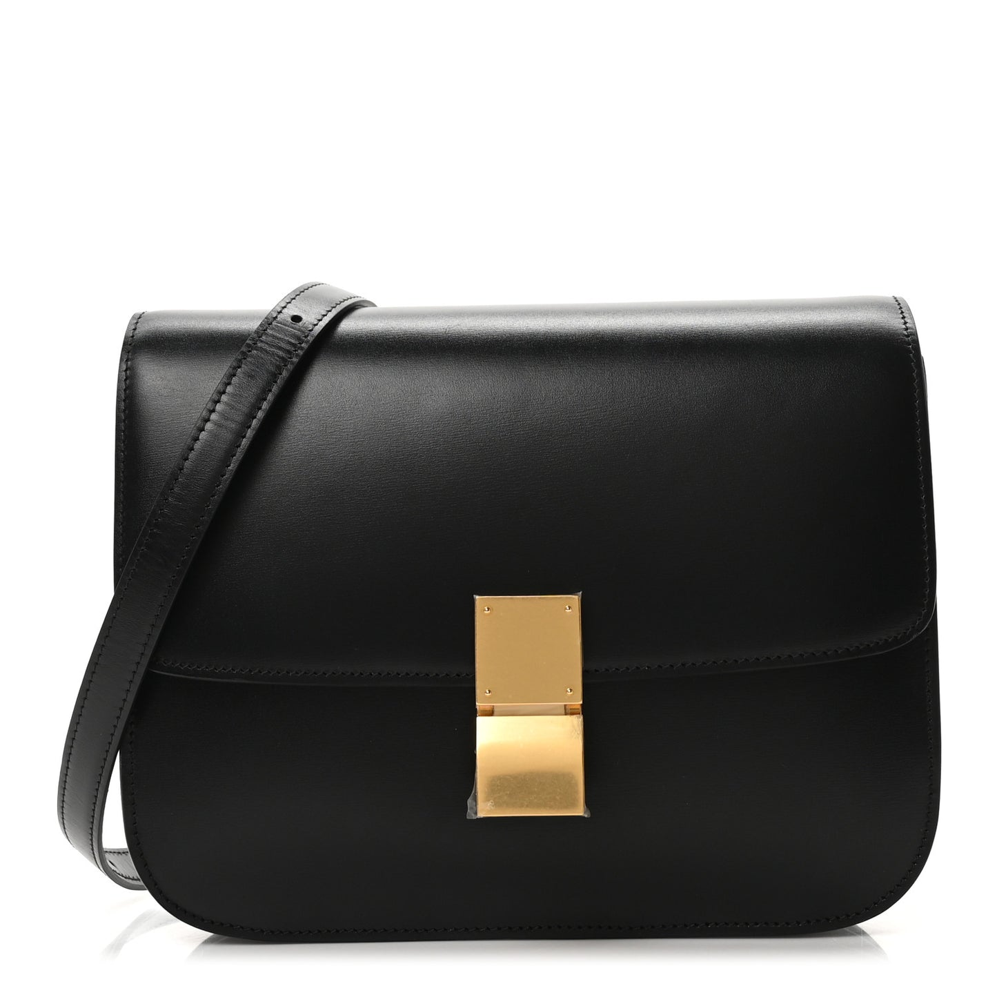 Box Calfskin Medium Classic Box Flap Bag Black