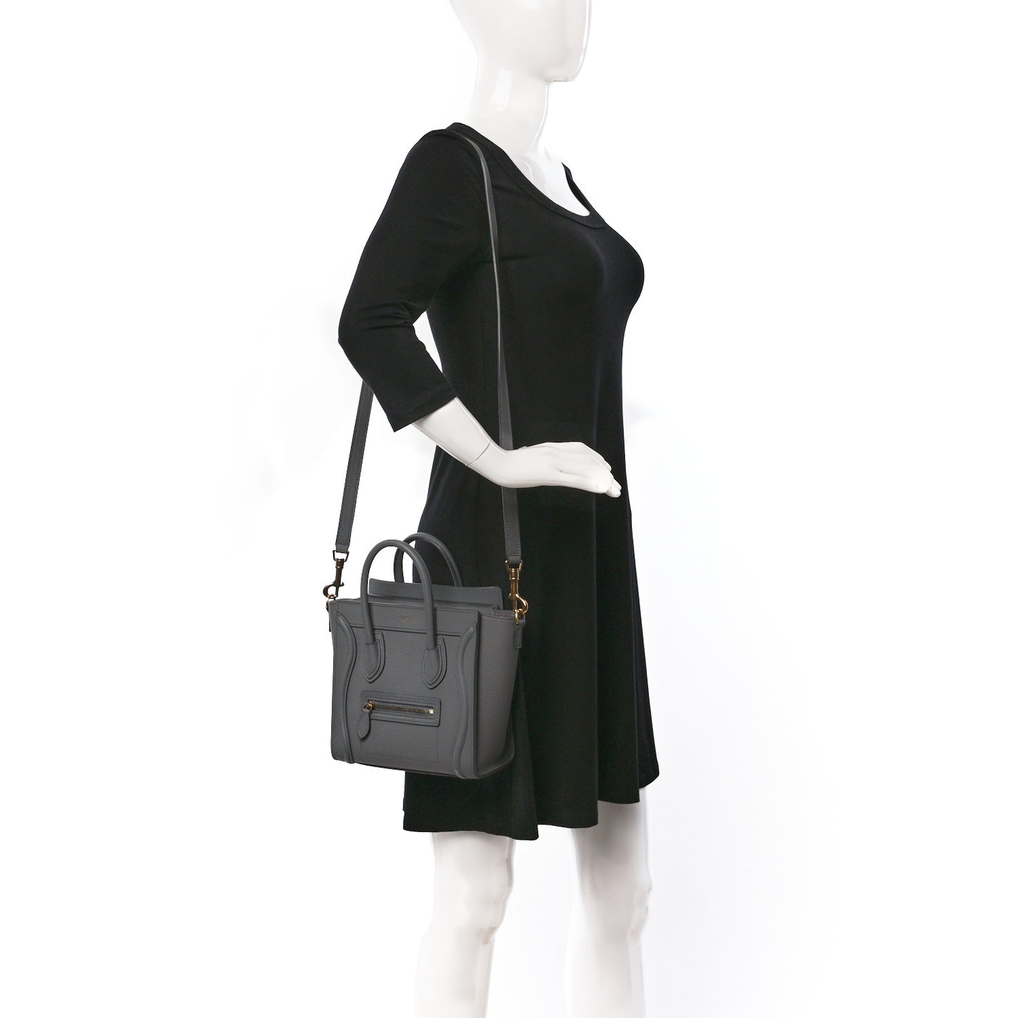 Baby Drummed Calfskin Nano Luggage Kohl