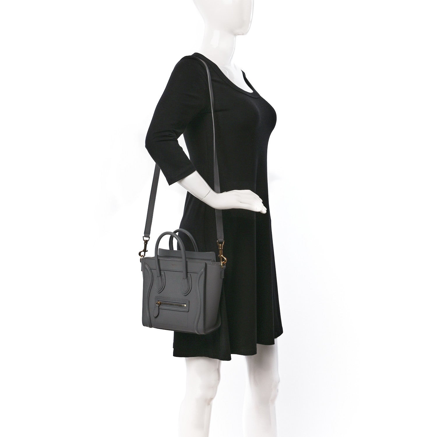 Celine Baby Drummed Calfskin Nano Luggage Kohl 2 of 10