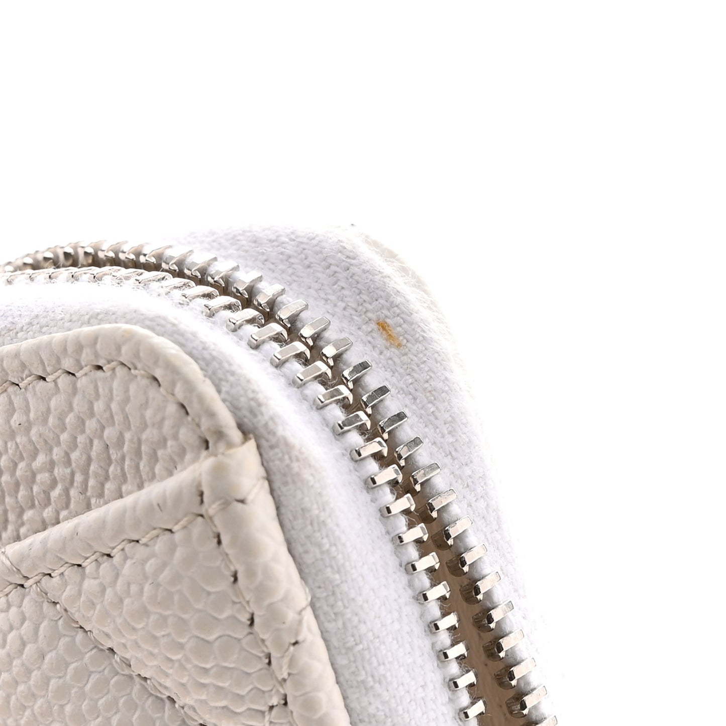 Caviar Quilted Zip Coin Purse White