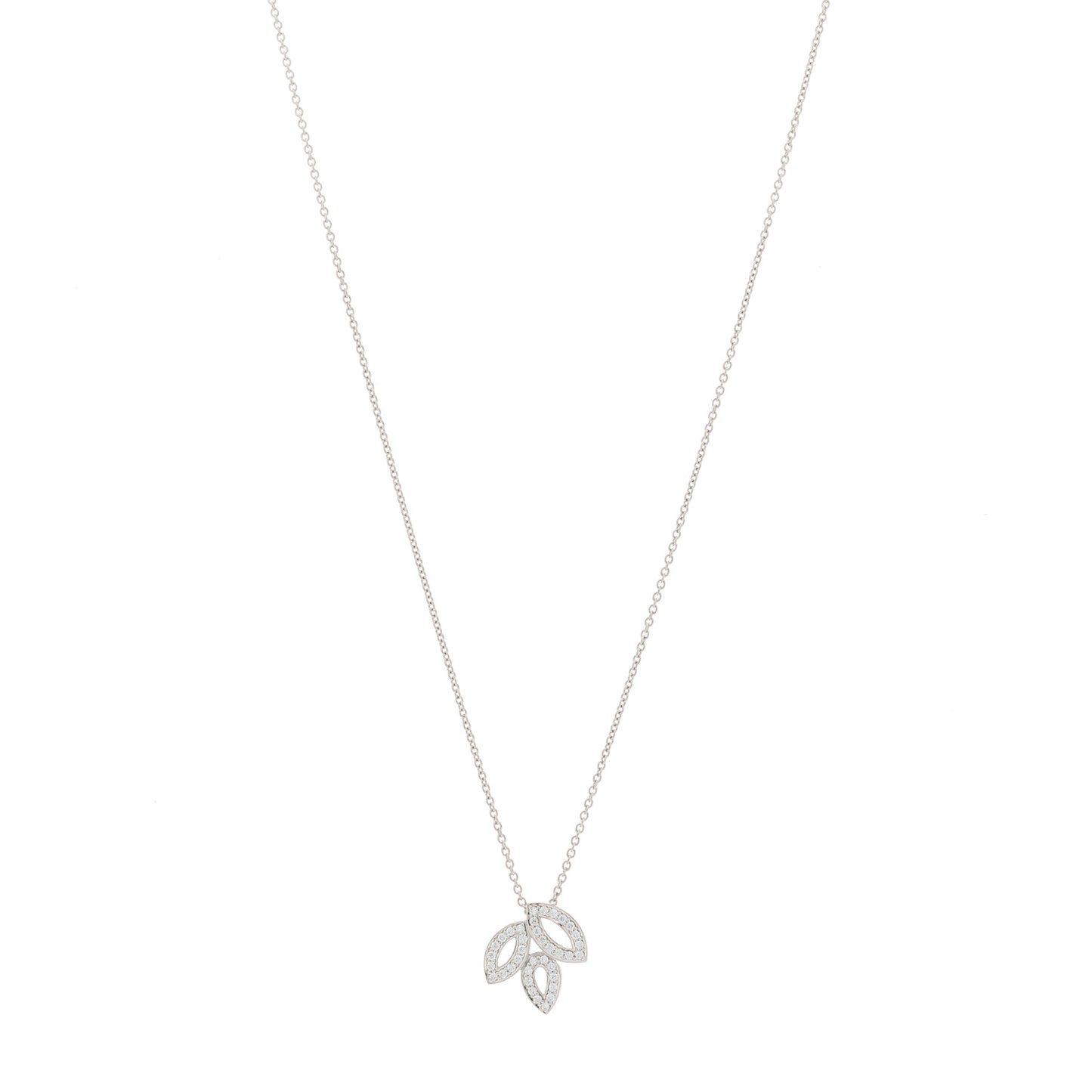Platinum Diamond Small Lily Cluster Pendant Necklace
