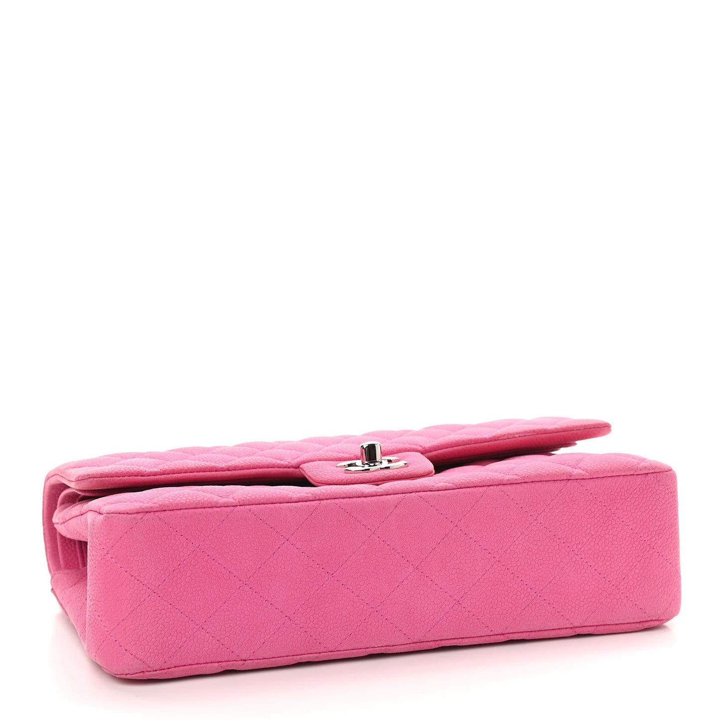 Iridescent Caviar Quilted Medium Double Flap Pink