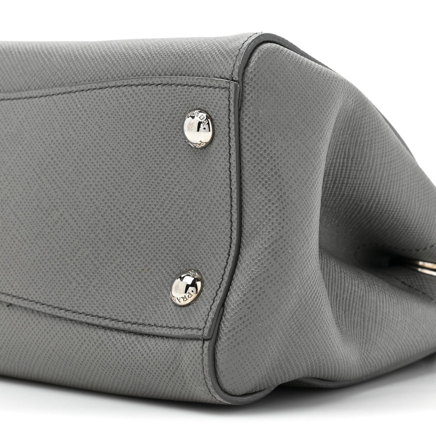 Saffiano Cuir Double Zip Frame Tote Marmo