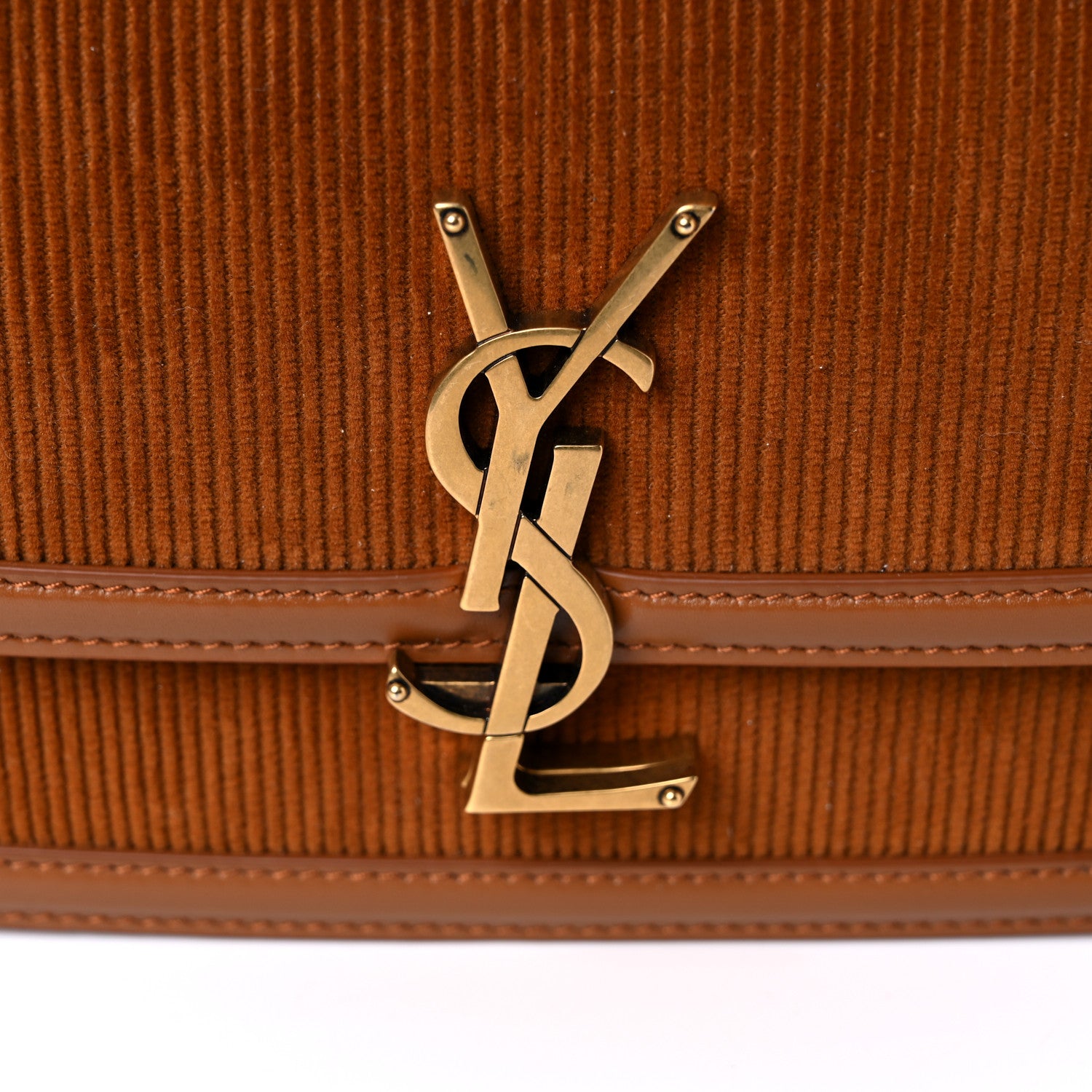 Saint Laurent Courduroy Small Solferino Satchel Brown 9 of 12