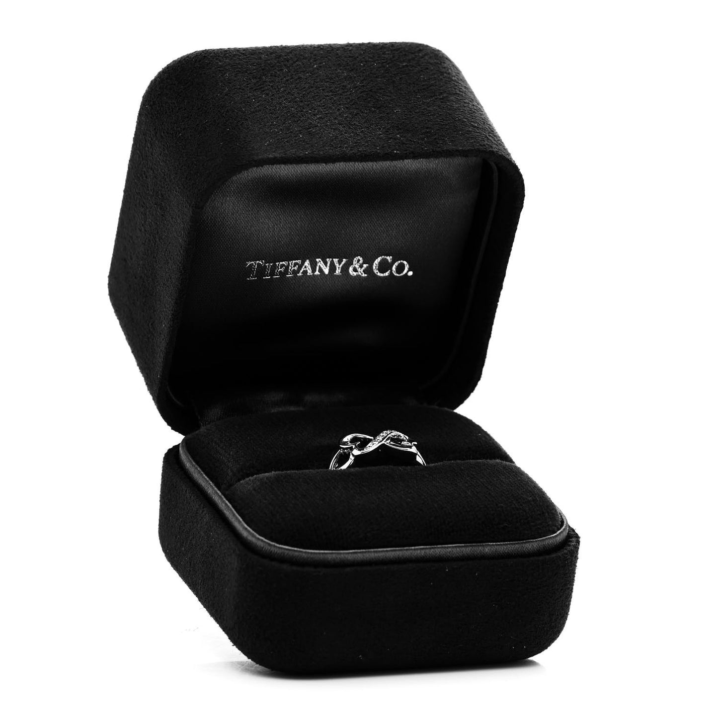 18K White Gold Diamond Paloma Picasso Double Loving Heart Ring 48 4.5