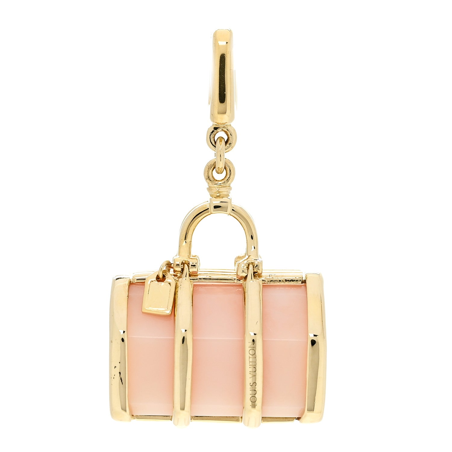 Louis Vuitton 18K Yellow Gold Rose Quartz Keepall Bag Charm