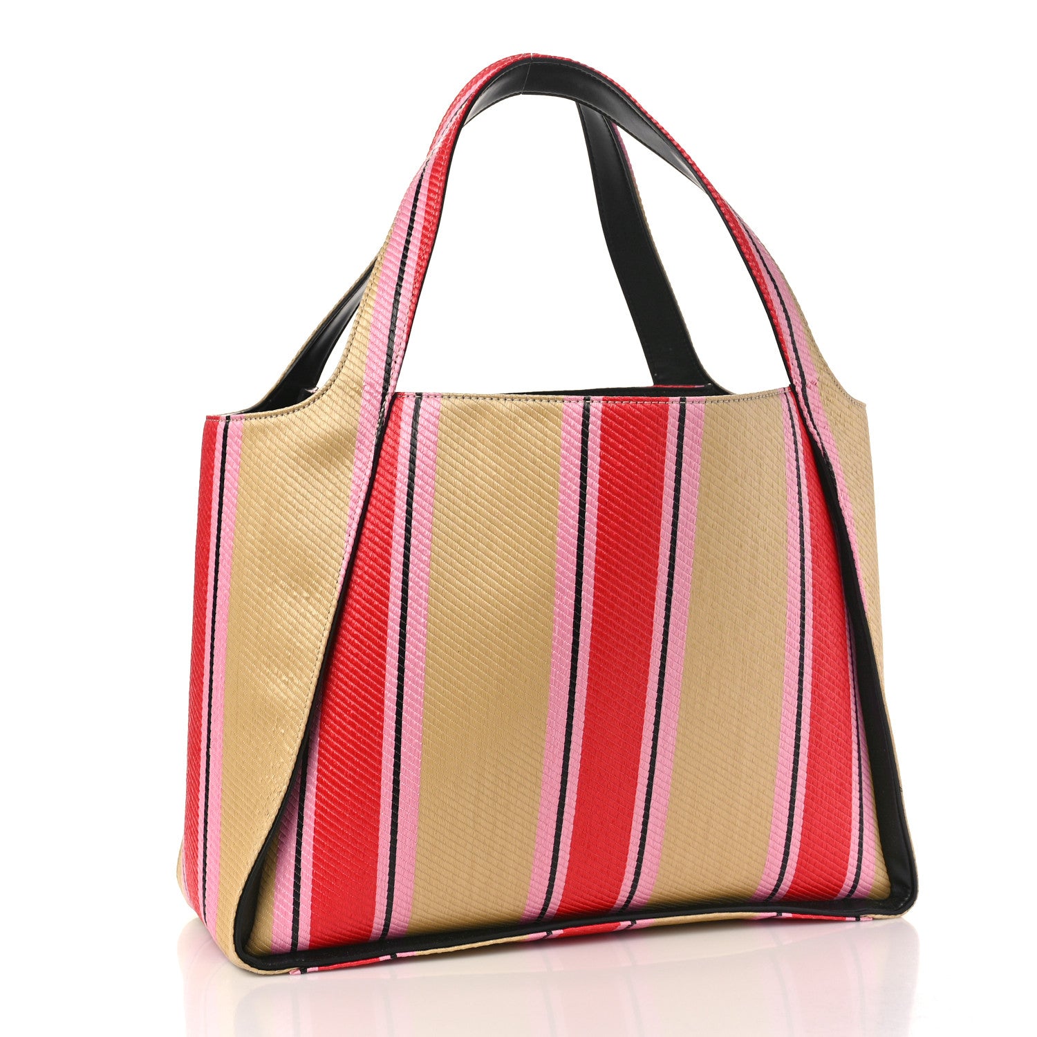 Stella McCartney Raffia Striped Logo Tote Red 4 of 8
