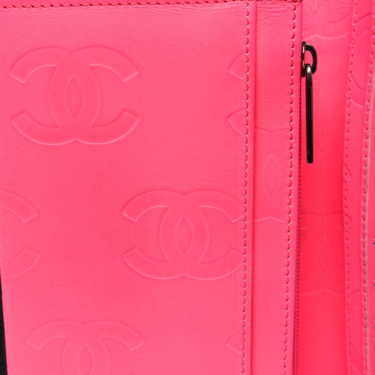 Calfskin Quilted Cambon Yen Wallet Black