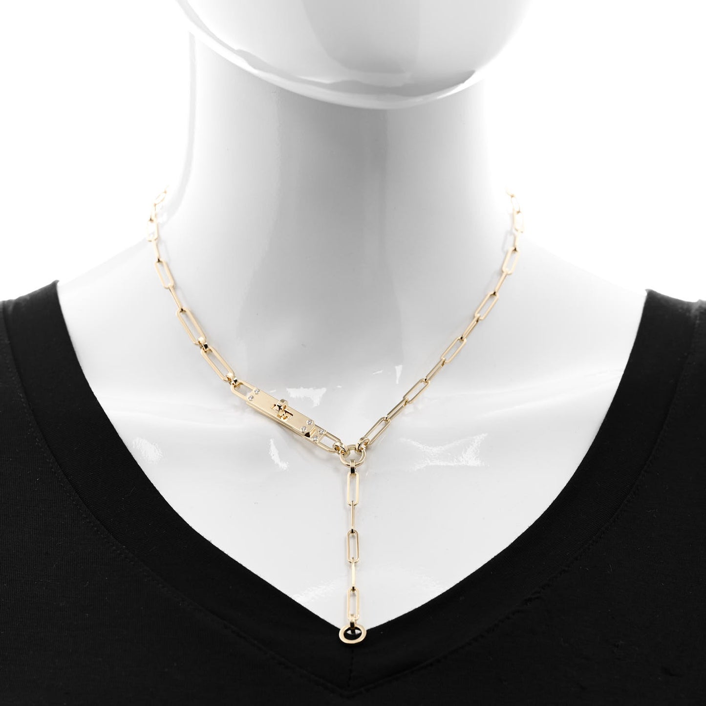 18K Yellow Gold Diamond PM Kelly Chaine Lariat Necklace ST