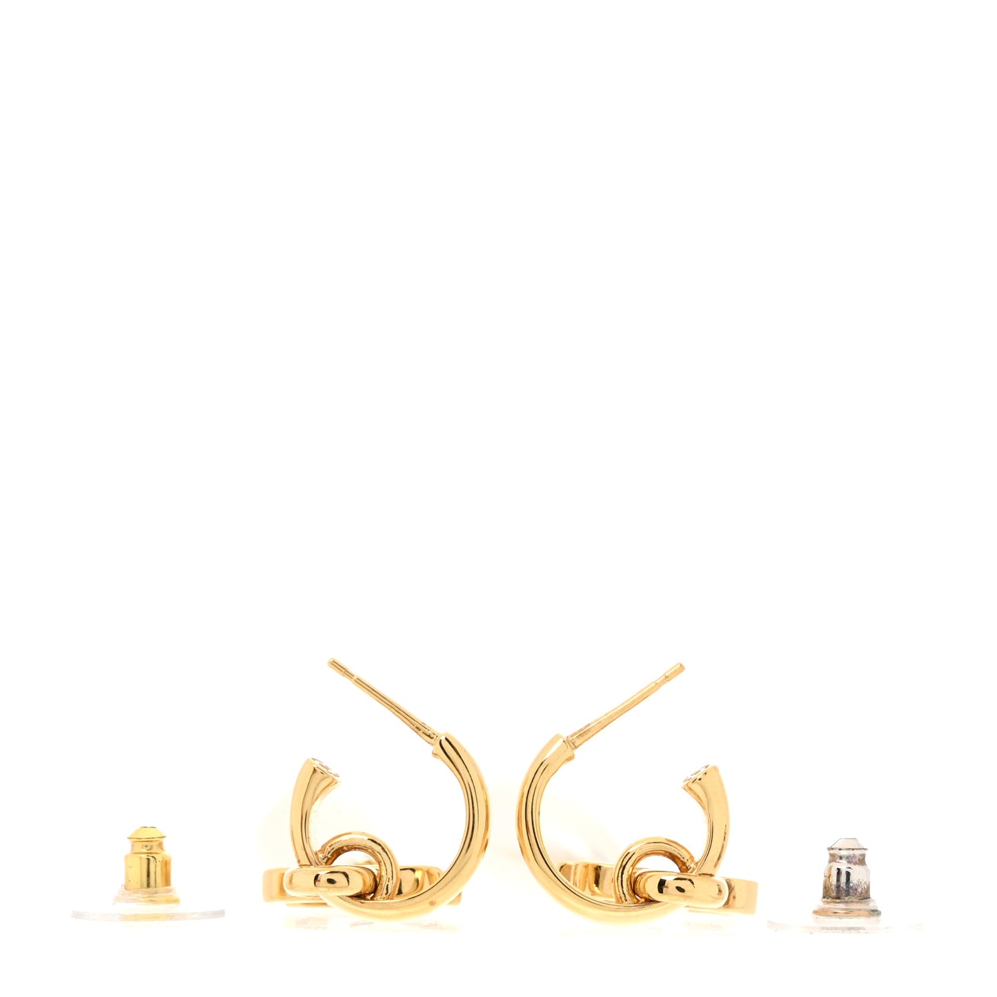Pearl CC Hoop Drop Earrings Gold Pearly White
