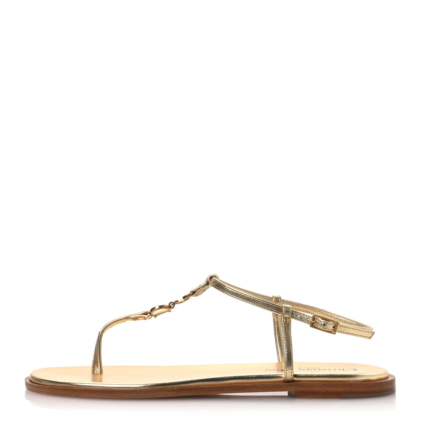 Laminated Calfskin C'est Dior Sandals 37.5 Light Gold
