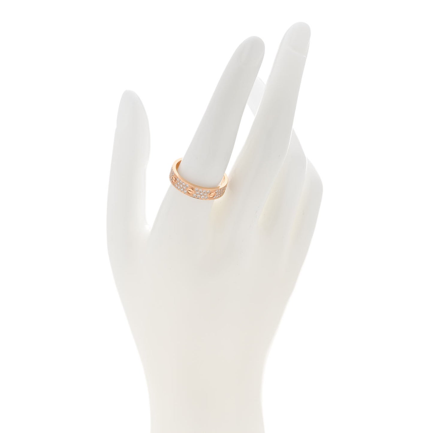 18K Pink Gold Diamond 4mm LOVE Wedding Paved Band Ring 59 8.75