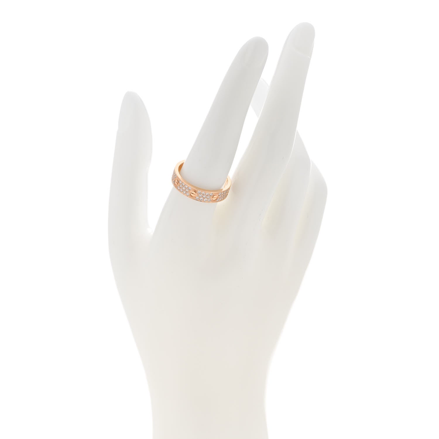 Cartier 18K Pink Gold Diamond 4mm LOVE Wedding Paved Band Ring 59 8.75 2 of 5