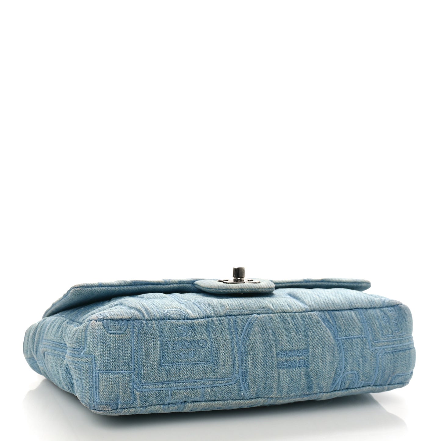 Denim Embroidered Jumbo Perfume Bottle Flap Light Blue