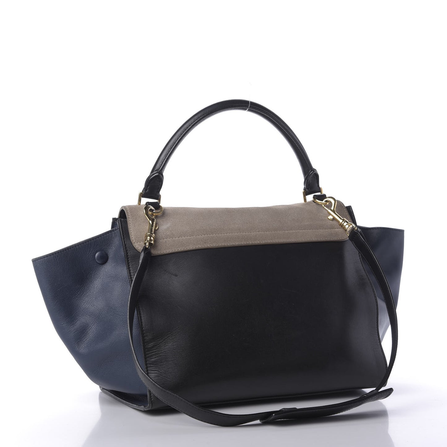 Calfskin Suede Medium Tri-Color Trapeze Grey
