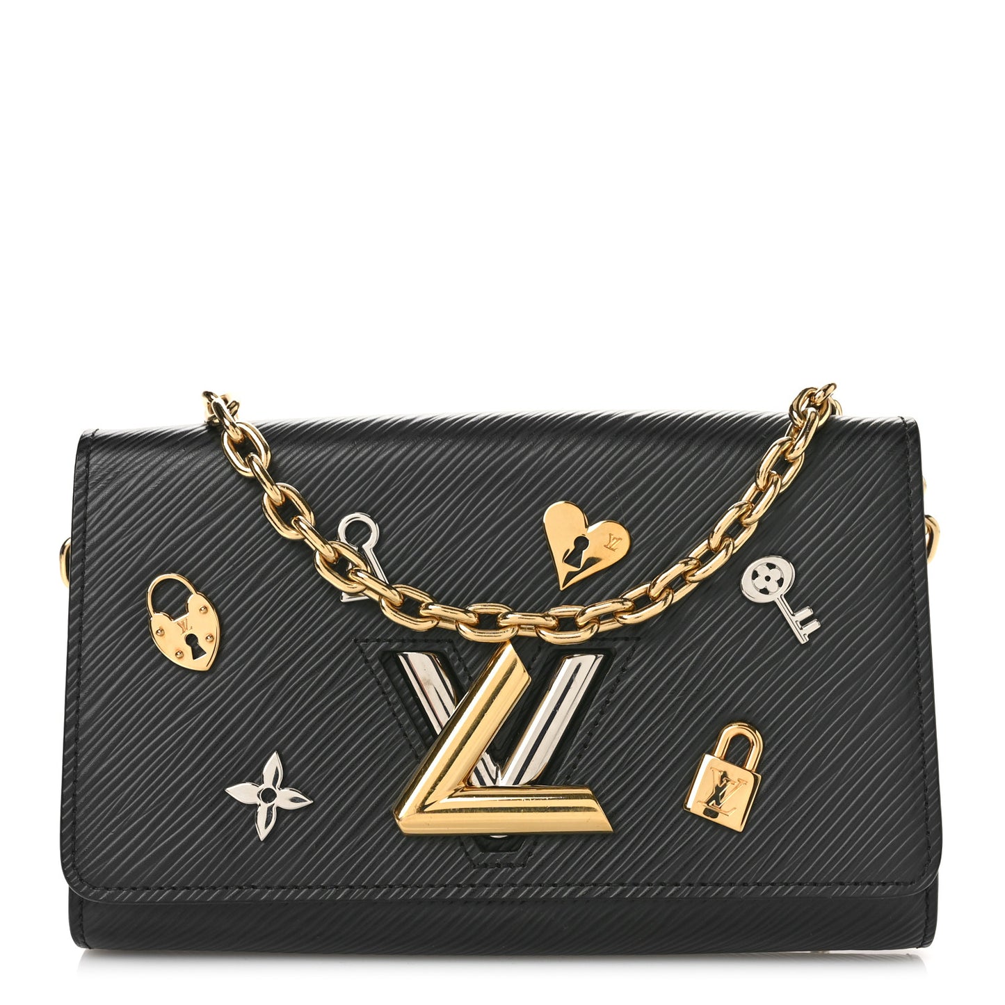 Epi Love Lock Twist Chain Wallet Black