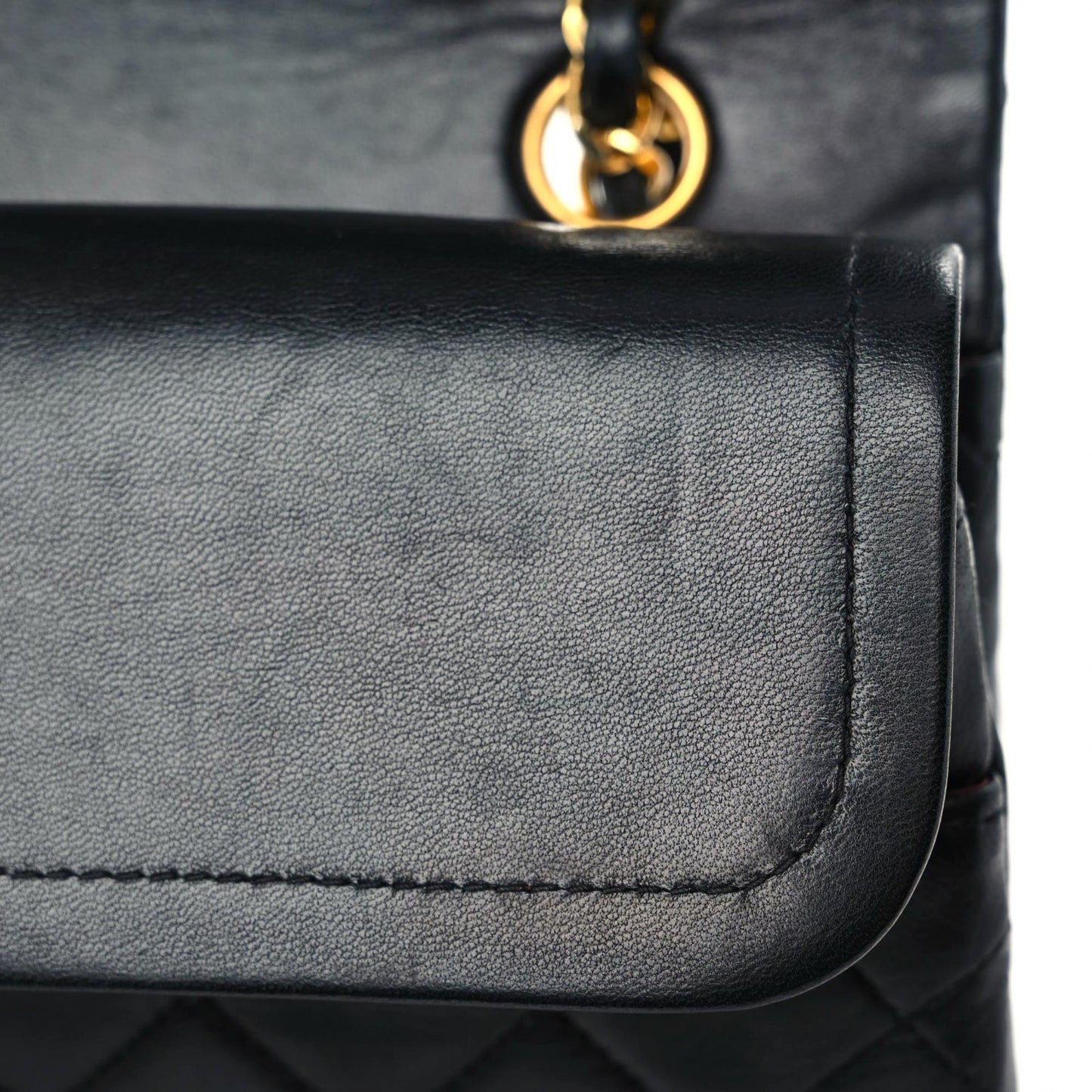 Lambskin Quilted Medium Double Flap Black