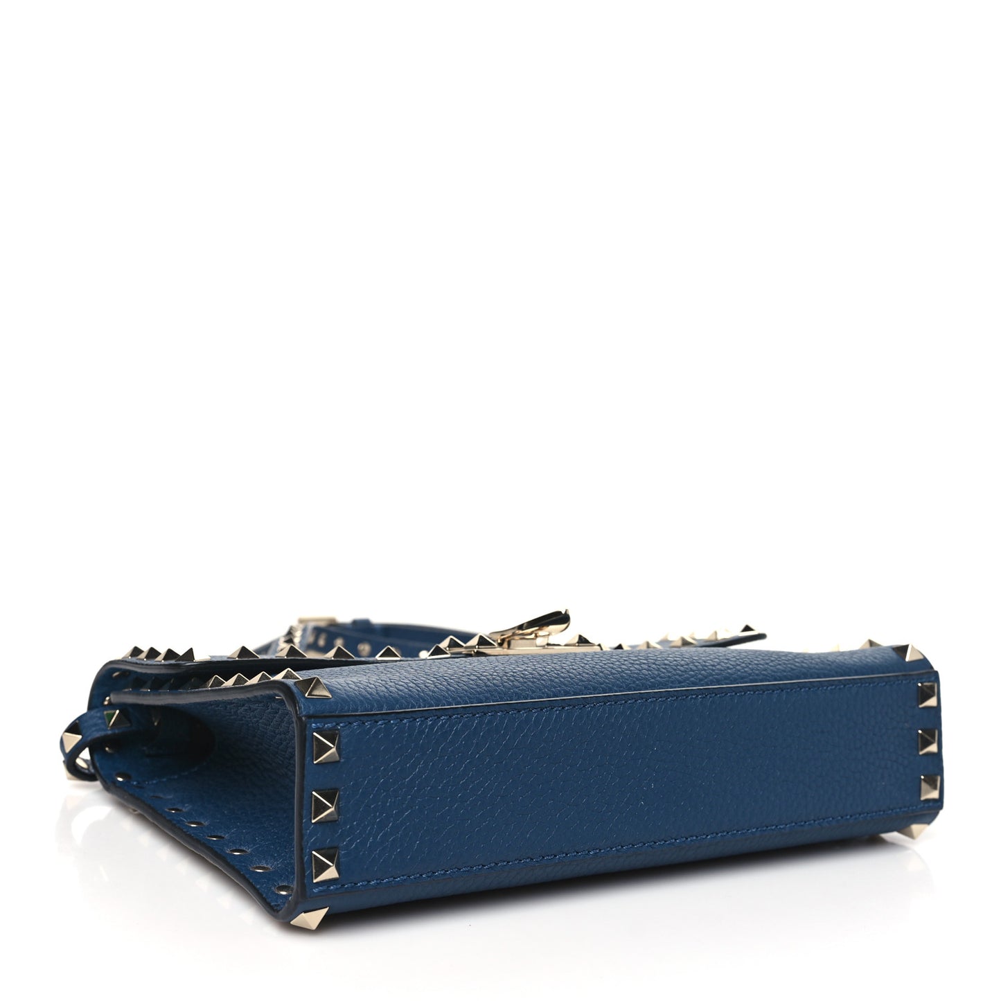 Pebbled Calfskin Medium Rockstud Flip Lock Crossbody Bag Peacock