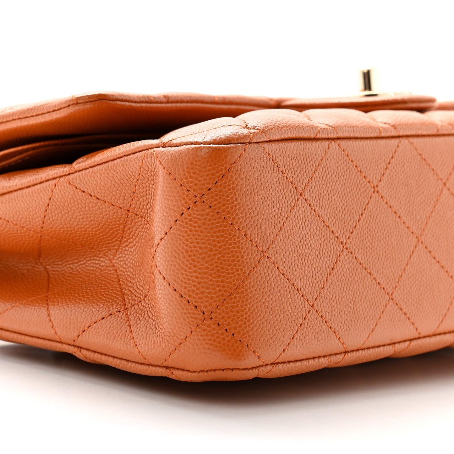 Caviar Quilted Medium Double Flap Light Brown
