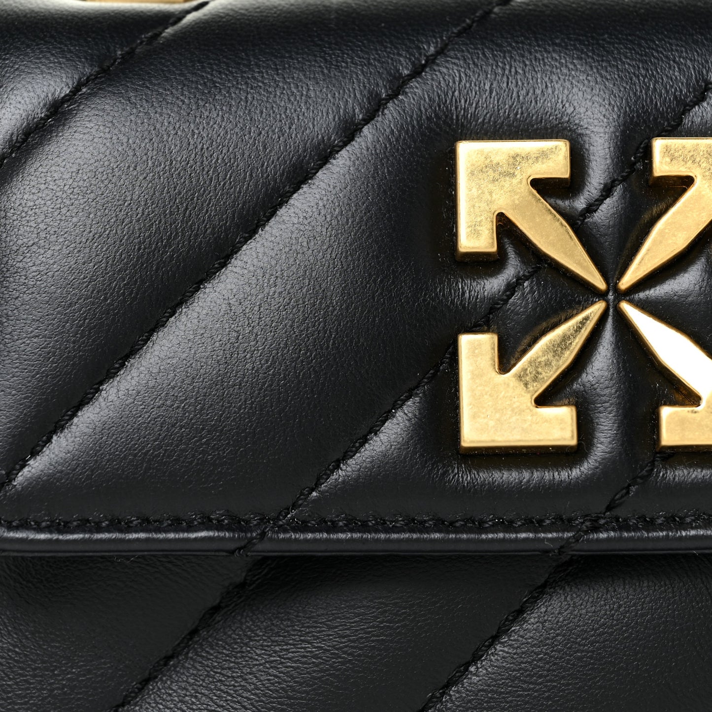 Calfskin Diagonal Quilted Jackhammer 17 Shoulder Bag Black