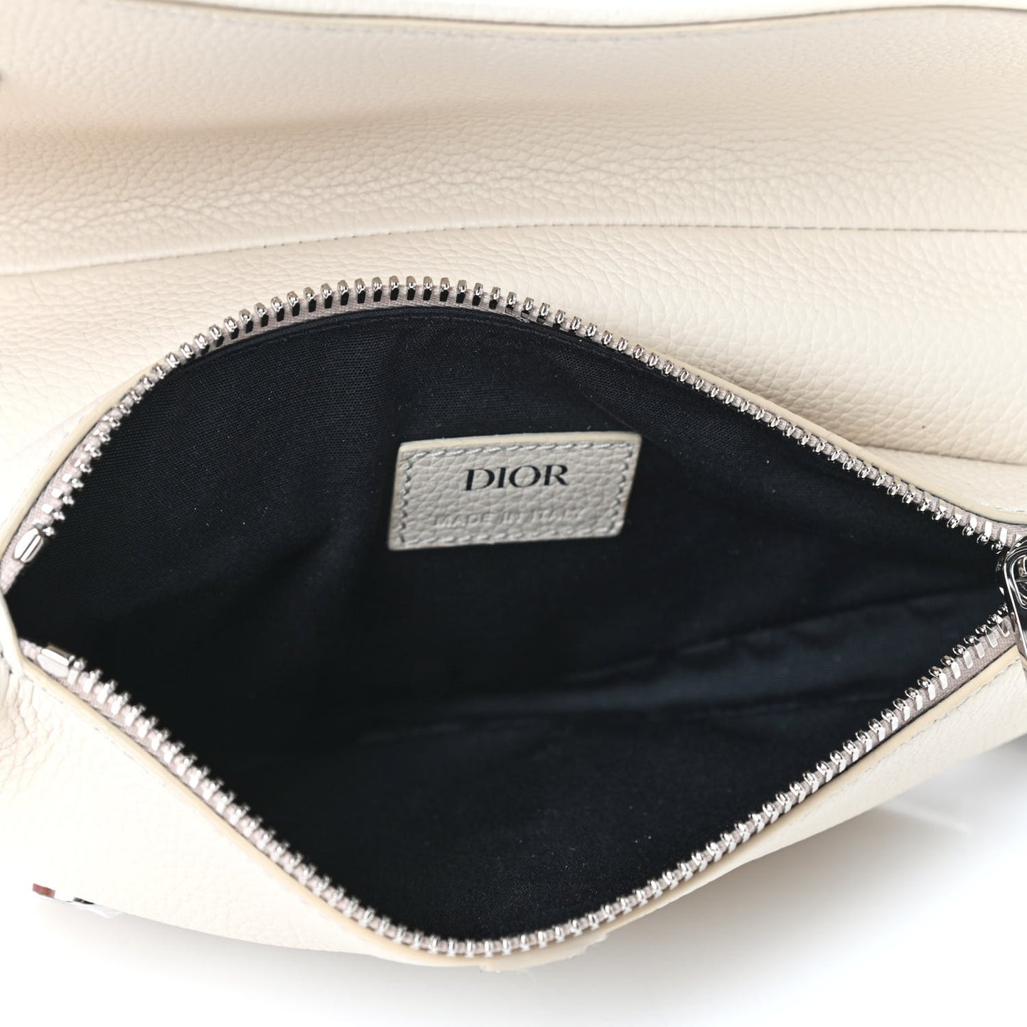 Grained Calfskin Mens Mini Saddle Bag Latte