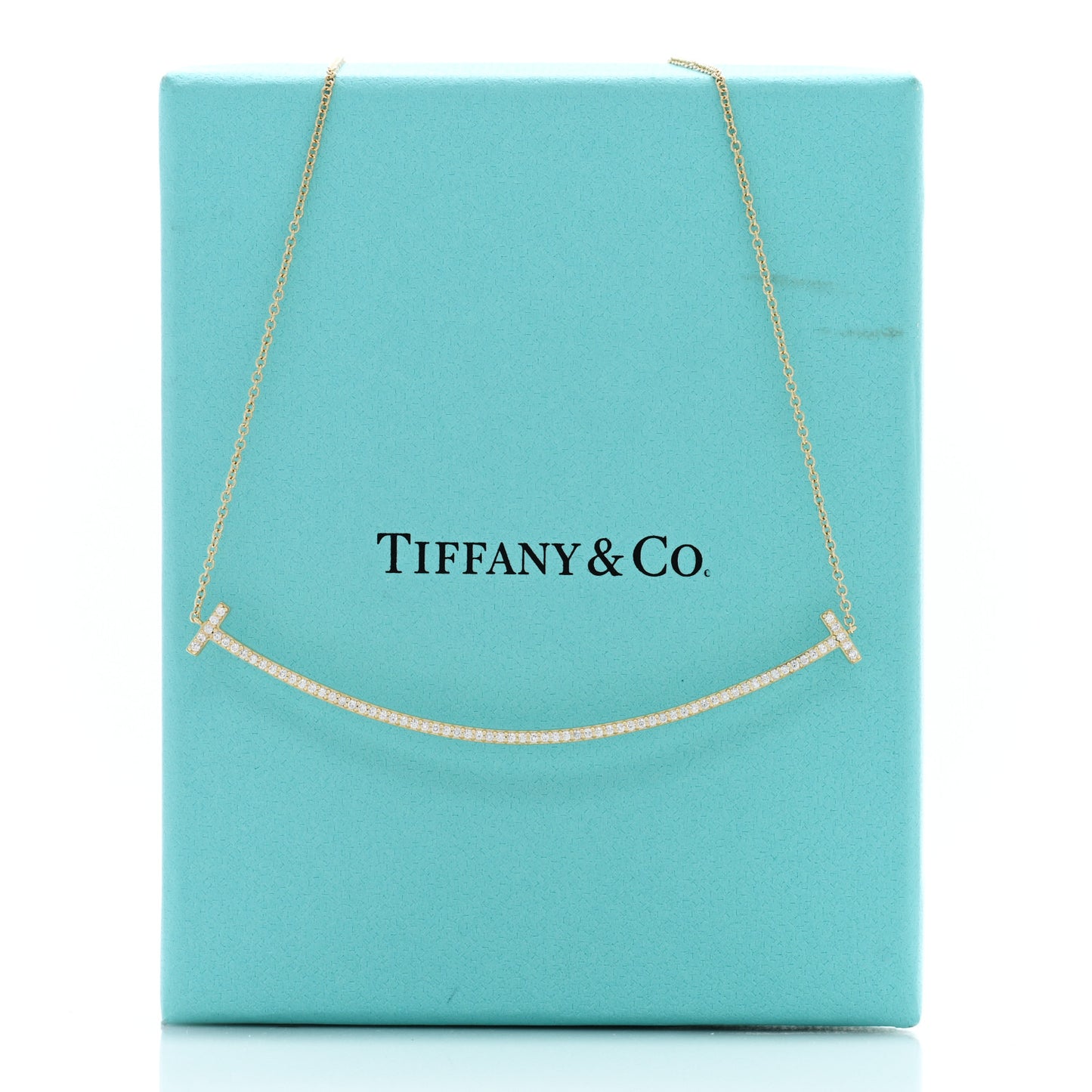 18K Yellow Gold Diamond Large T Smile Pendant Necklace