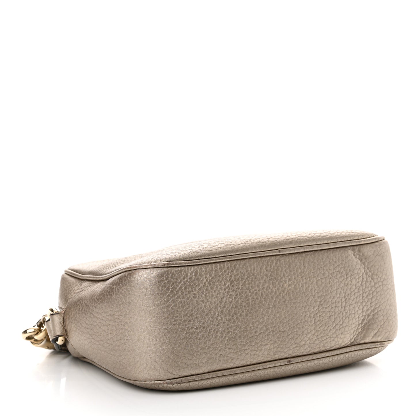 Metallic Pebbled Calfskin Small Soho Disco Bag Golden Beige