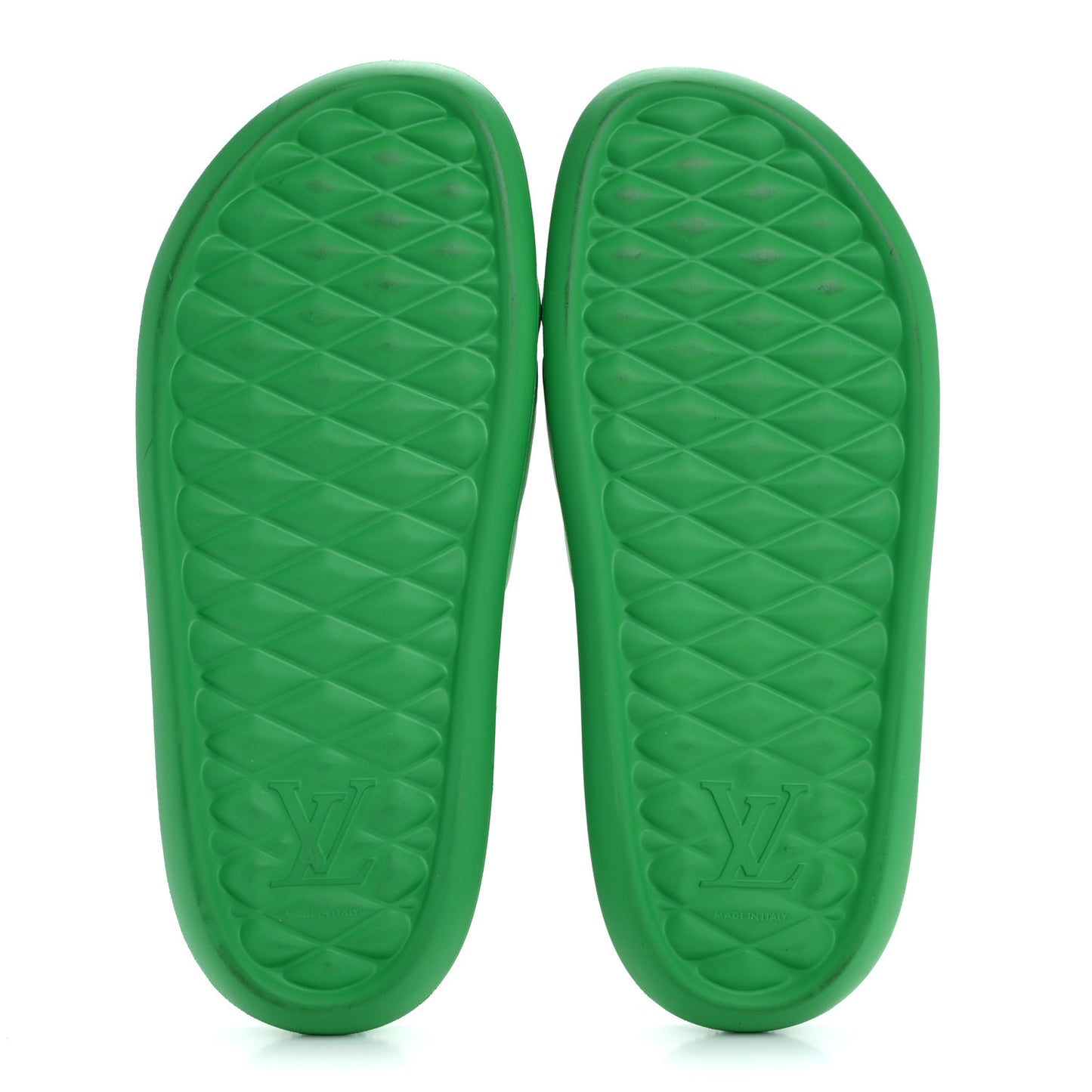 Rubber Embossed Monogram Mens Waterfront Mules 10 Green