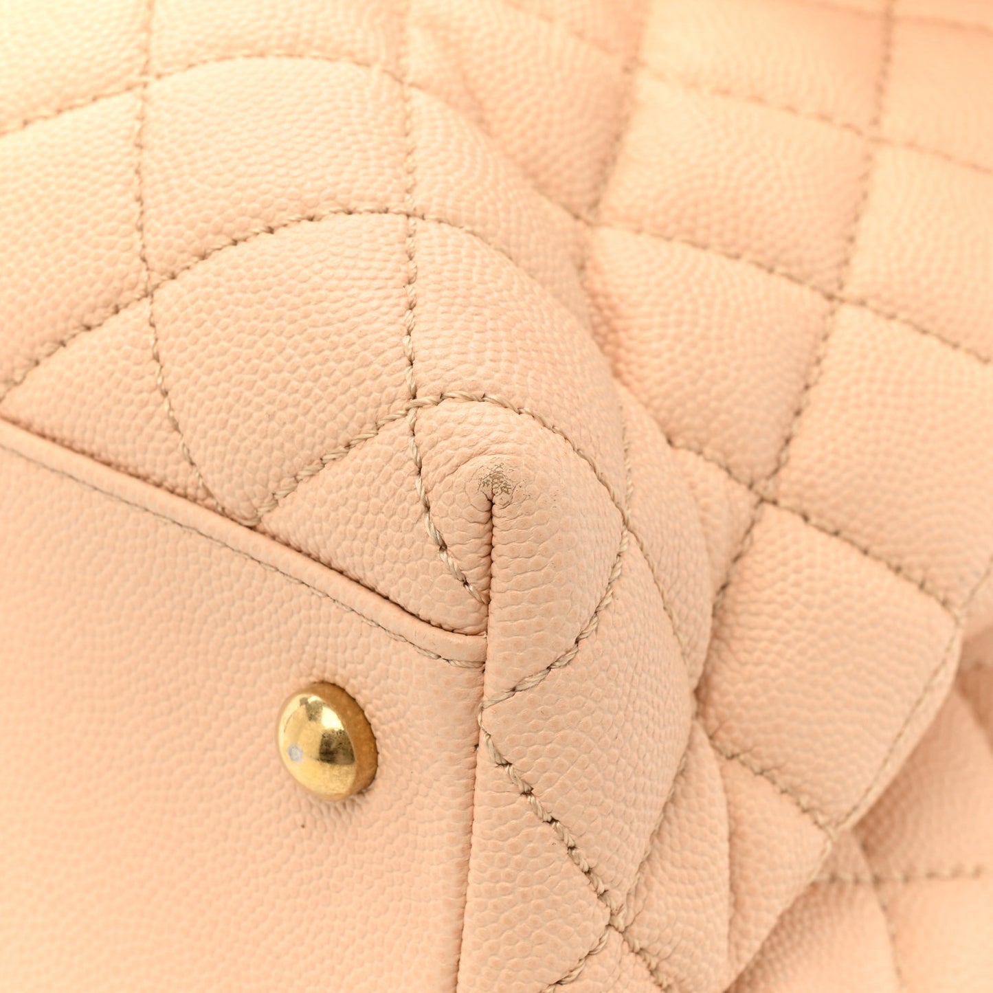 Caviar Quilted Medium Coco Handle Flap Light Beige