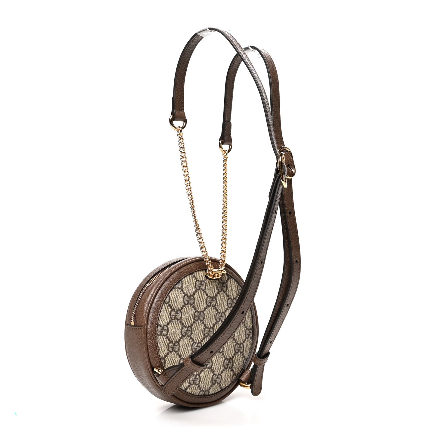 GG Supreme Monogram Web Mini Ophidia Round Backpack Brown