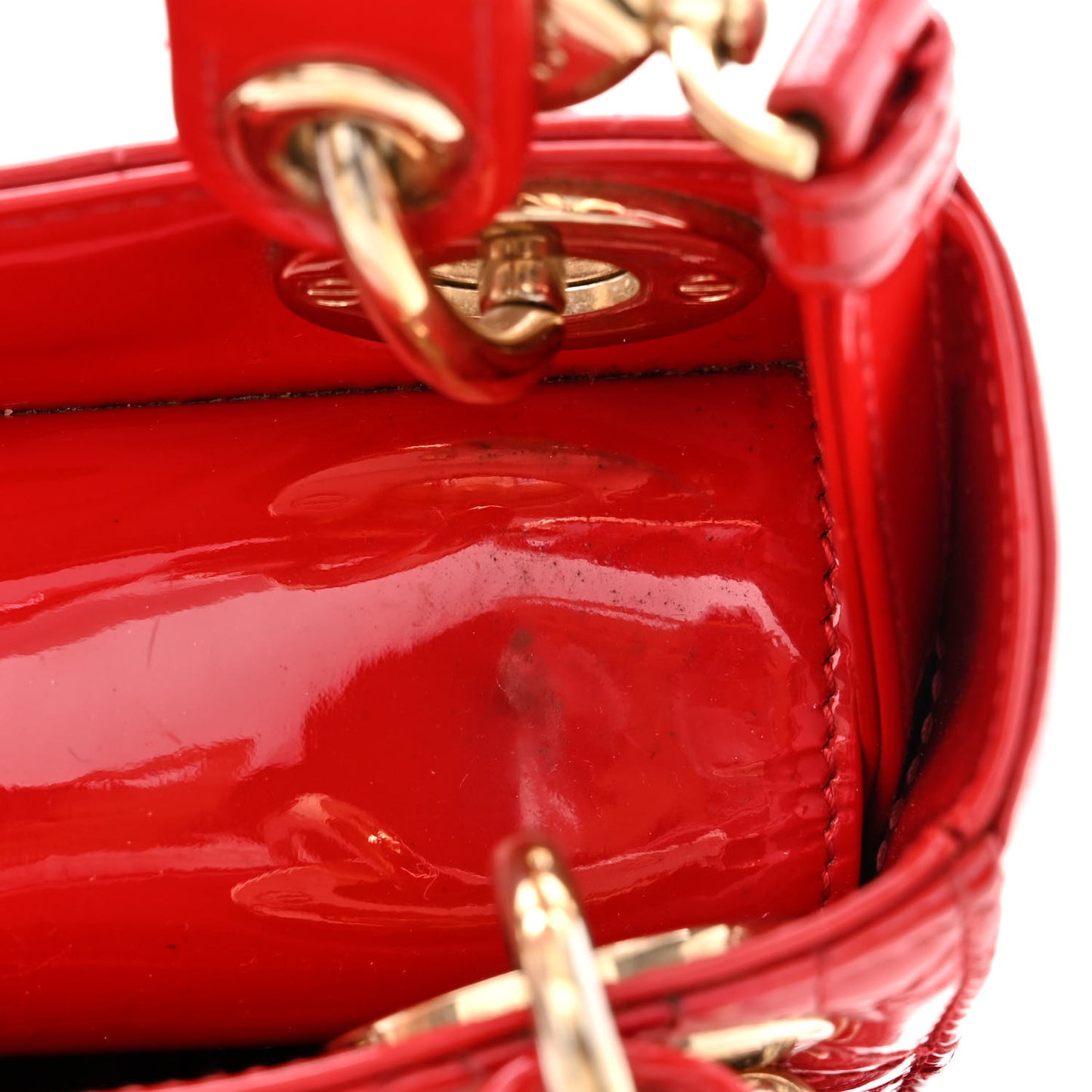 Patent Cannage Mini Lady Dior Red