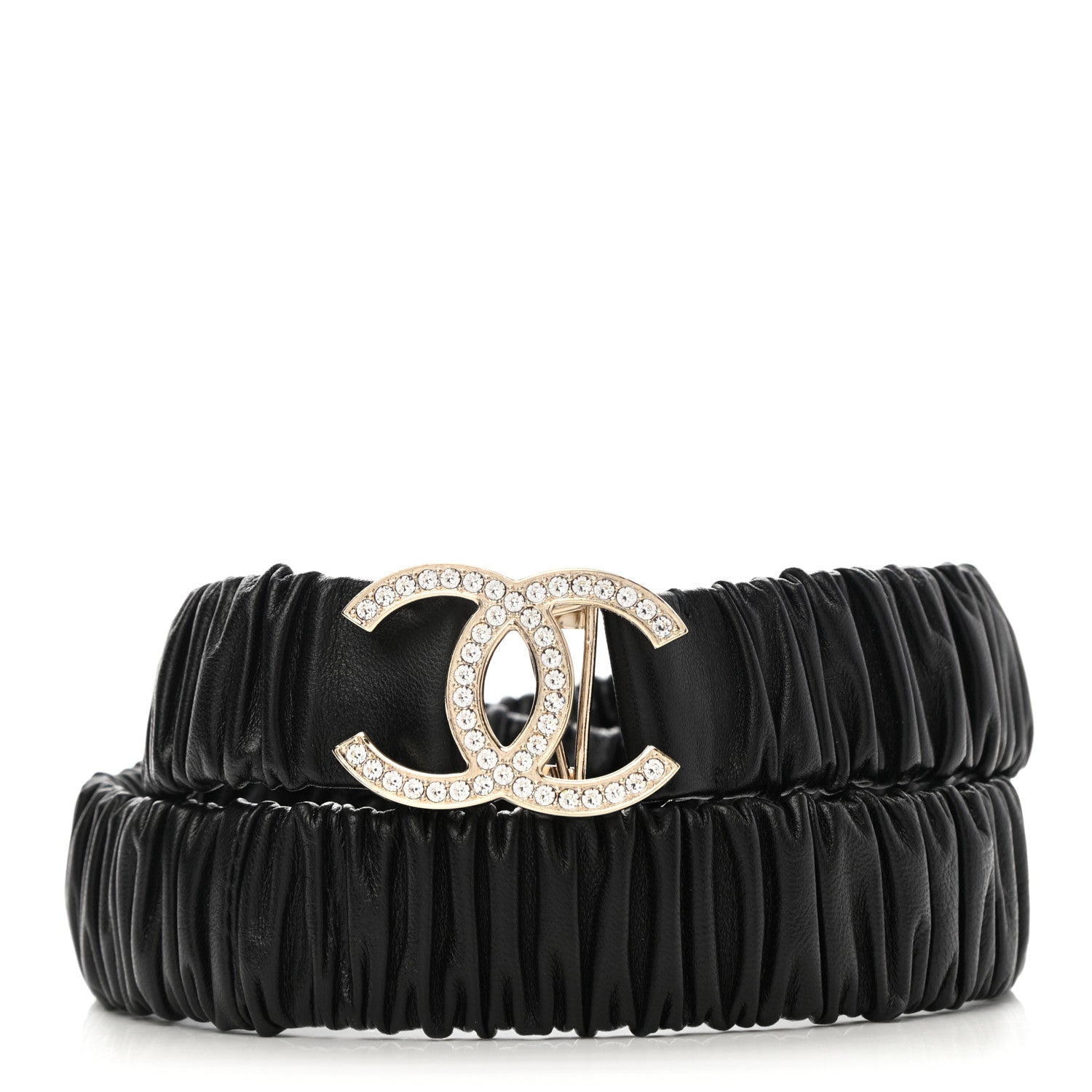 Chanel Lambskin Crystal CC Belt 85 34 Black 961981 – FASHIONPHILE
