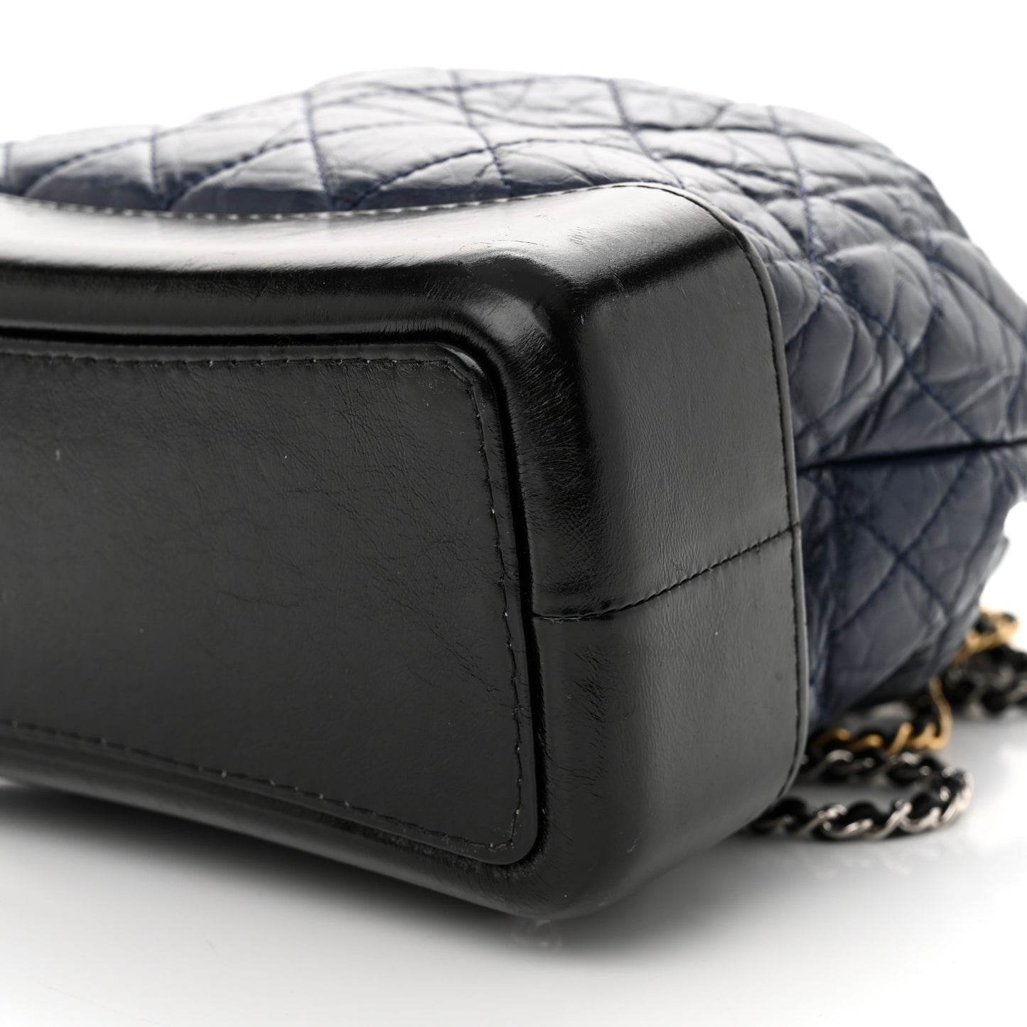 Aged Calfskin Quilted Gabrielle Backpack Navy Black