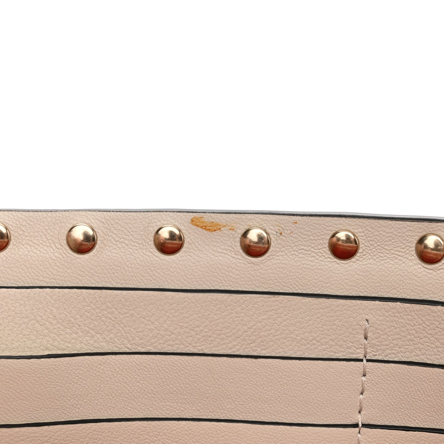 Nappa Denim Quilted Rockstud Spike Wallet on Chain Ivory Blue