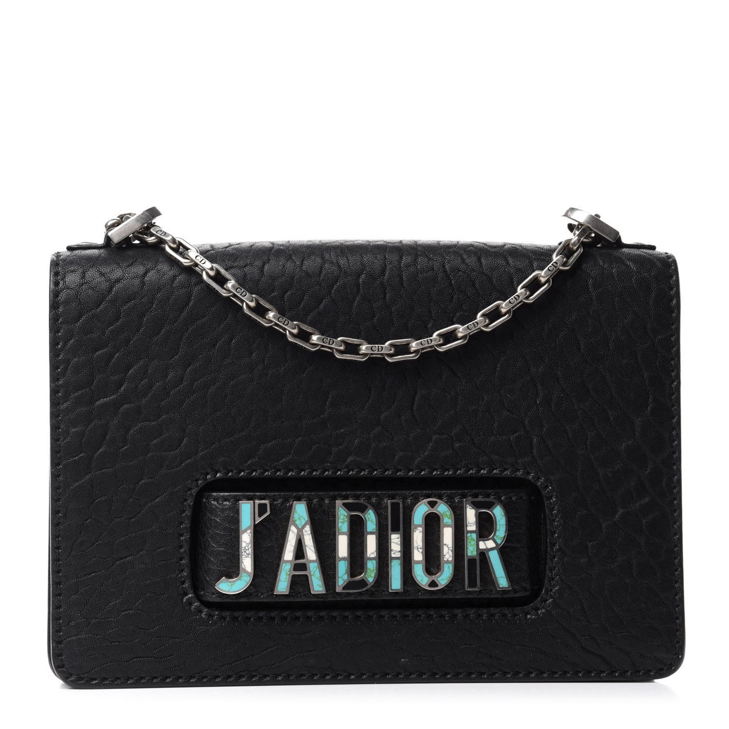 Canyon Grained Lambskin J'Adior Chain Flap Bag Black