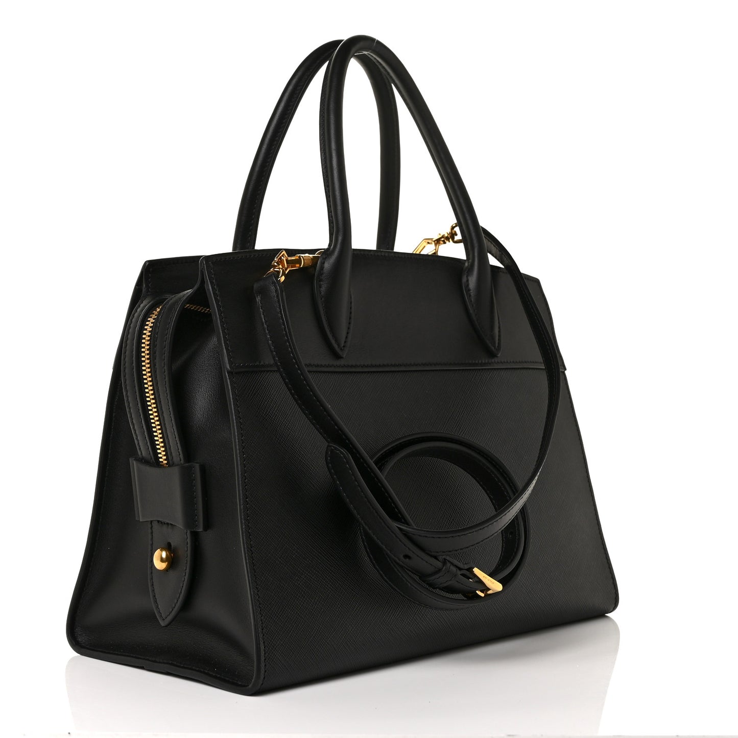 Saffiano City Calfskin Small Esplanade Tote Black